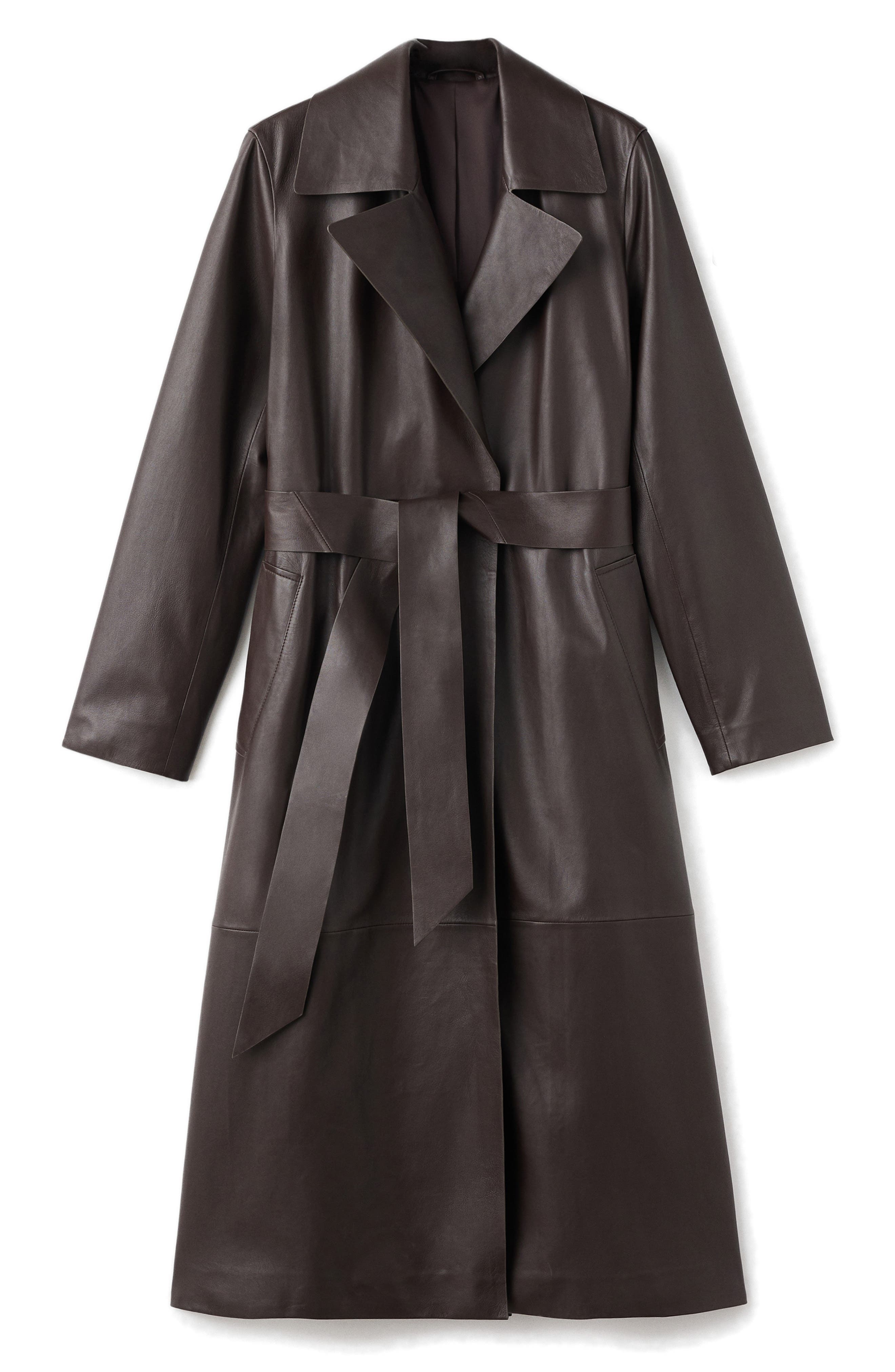 Selection Belted Leather Trench Coat - image 1