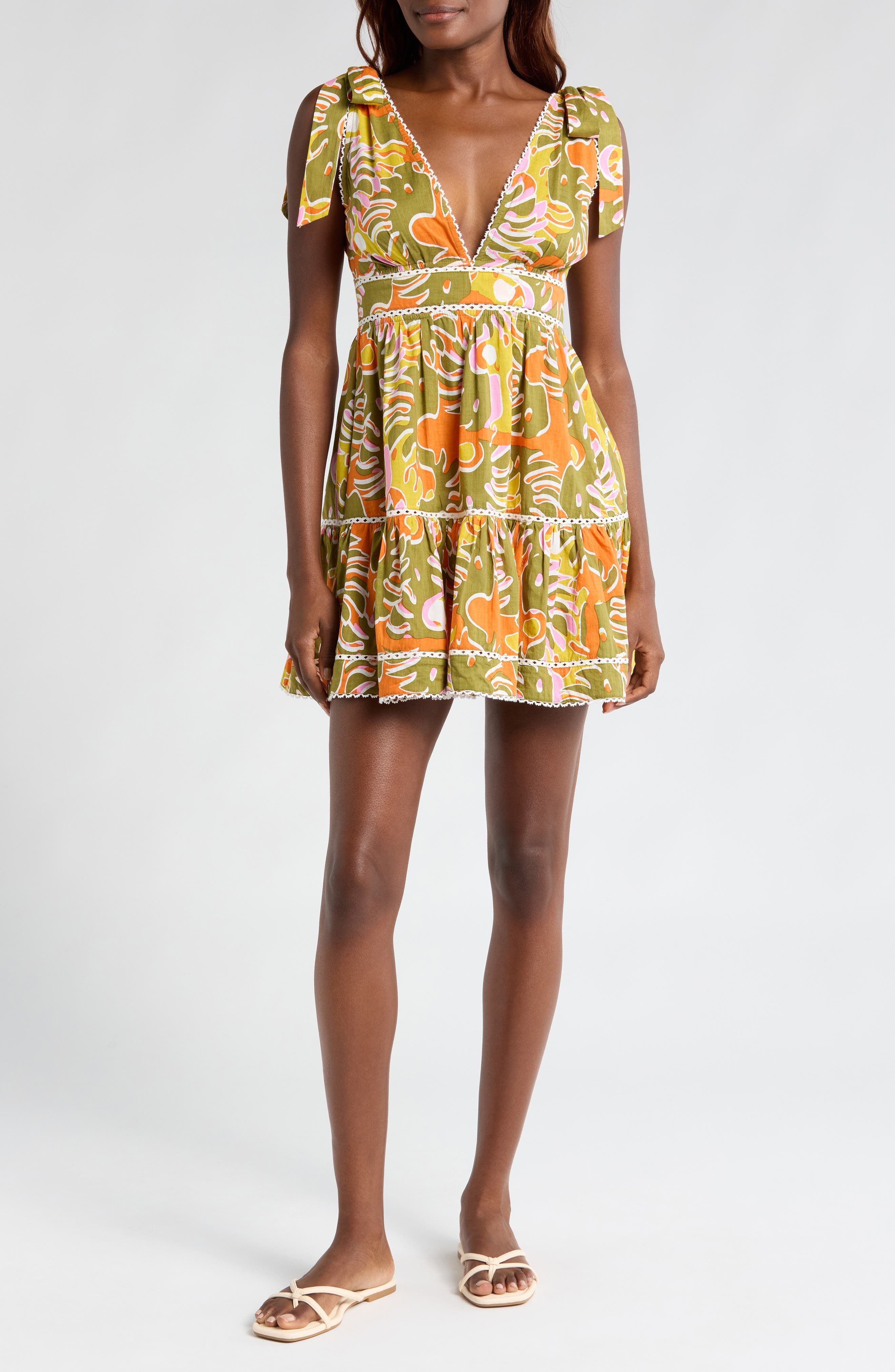 Cara Abstract Print Cotton Cover-Up Minidress - image 1