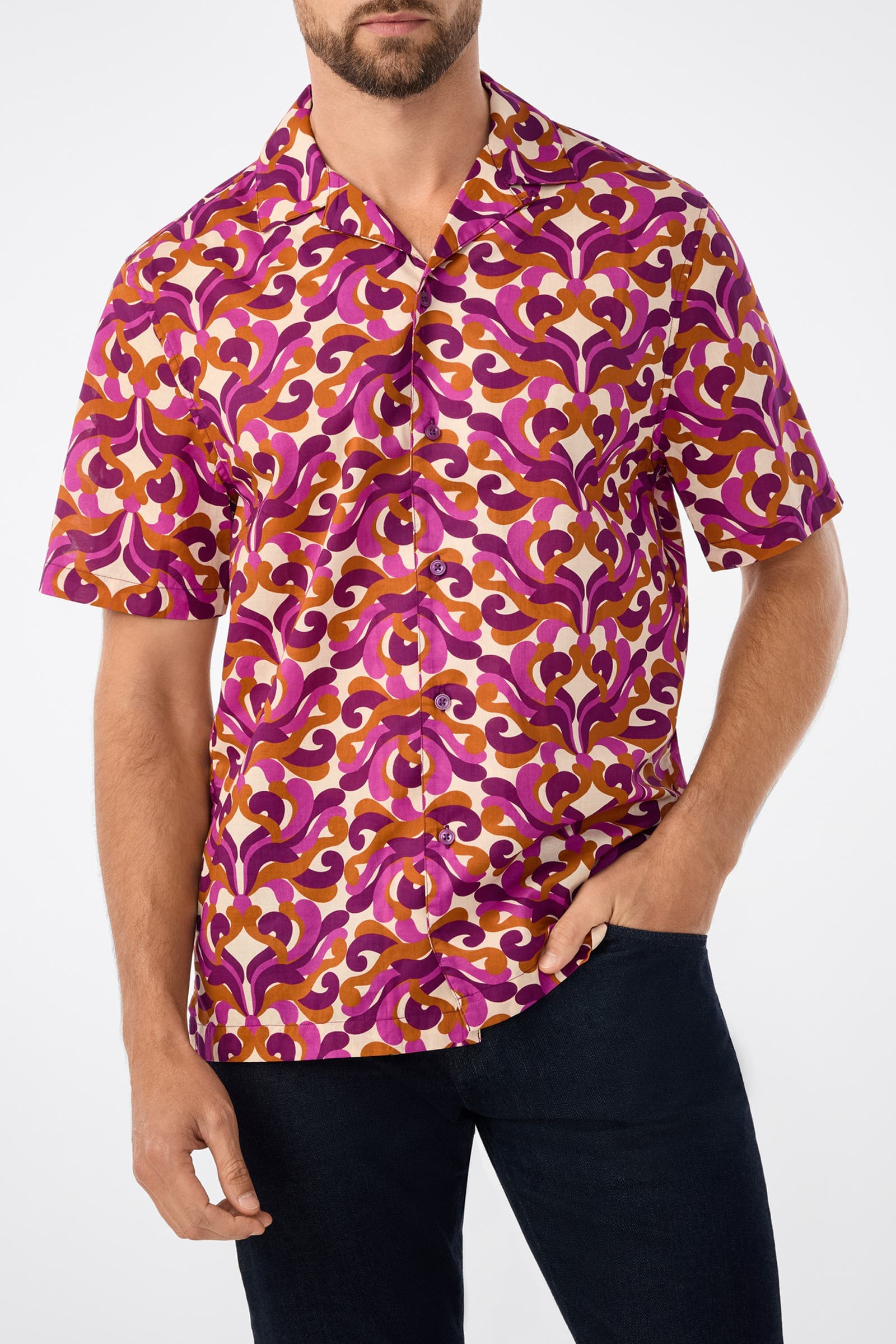 Felix Short Sleeve Printed Button-Up Shirt - image 4