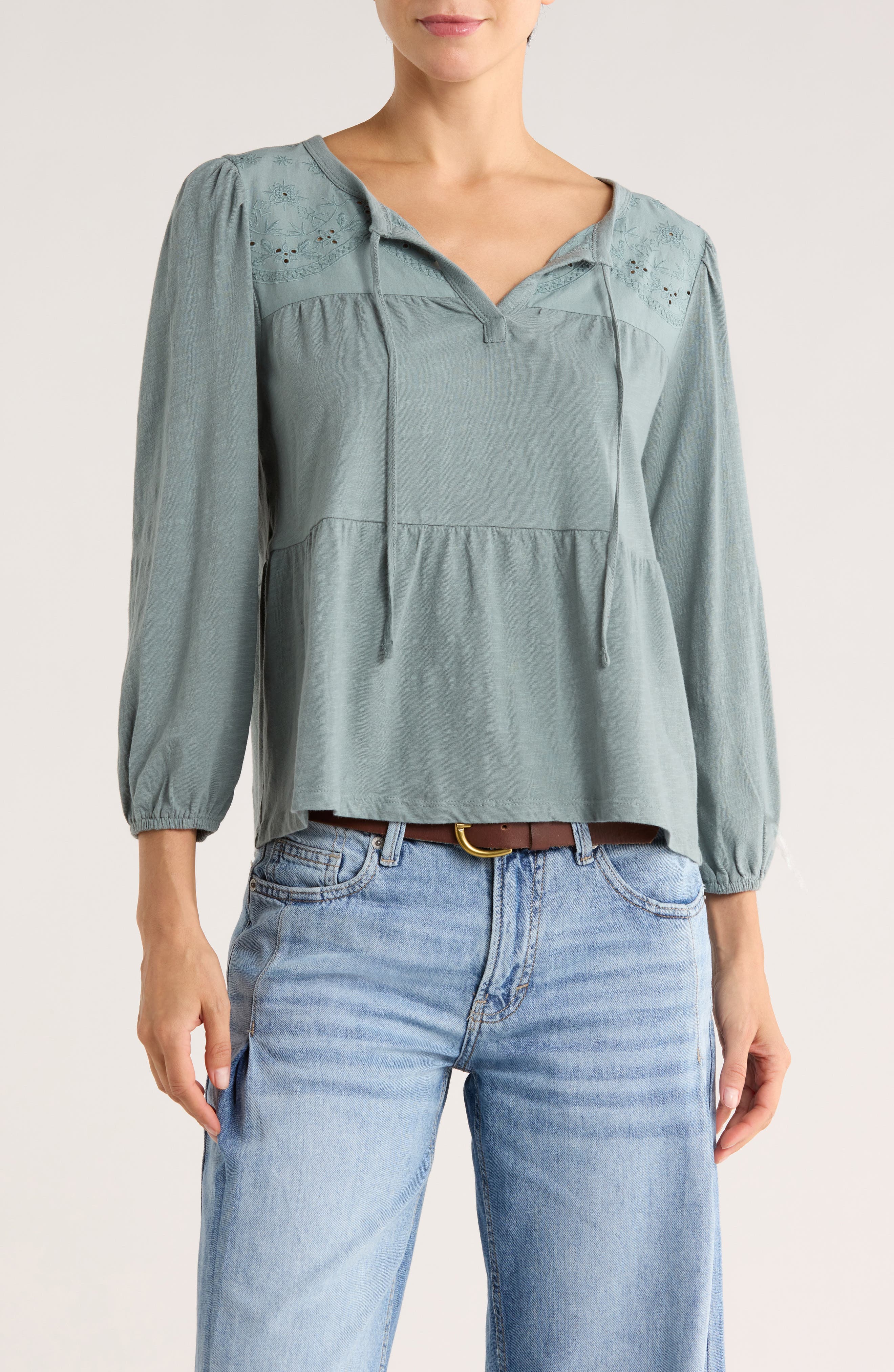 Long Sleeve Cotton Babydoll Top - image 5