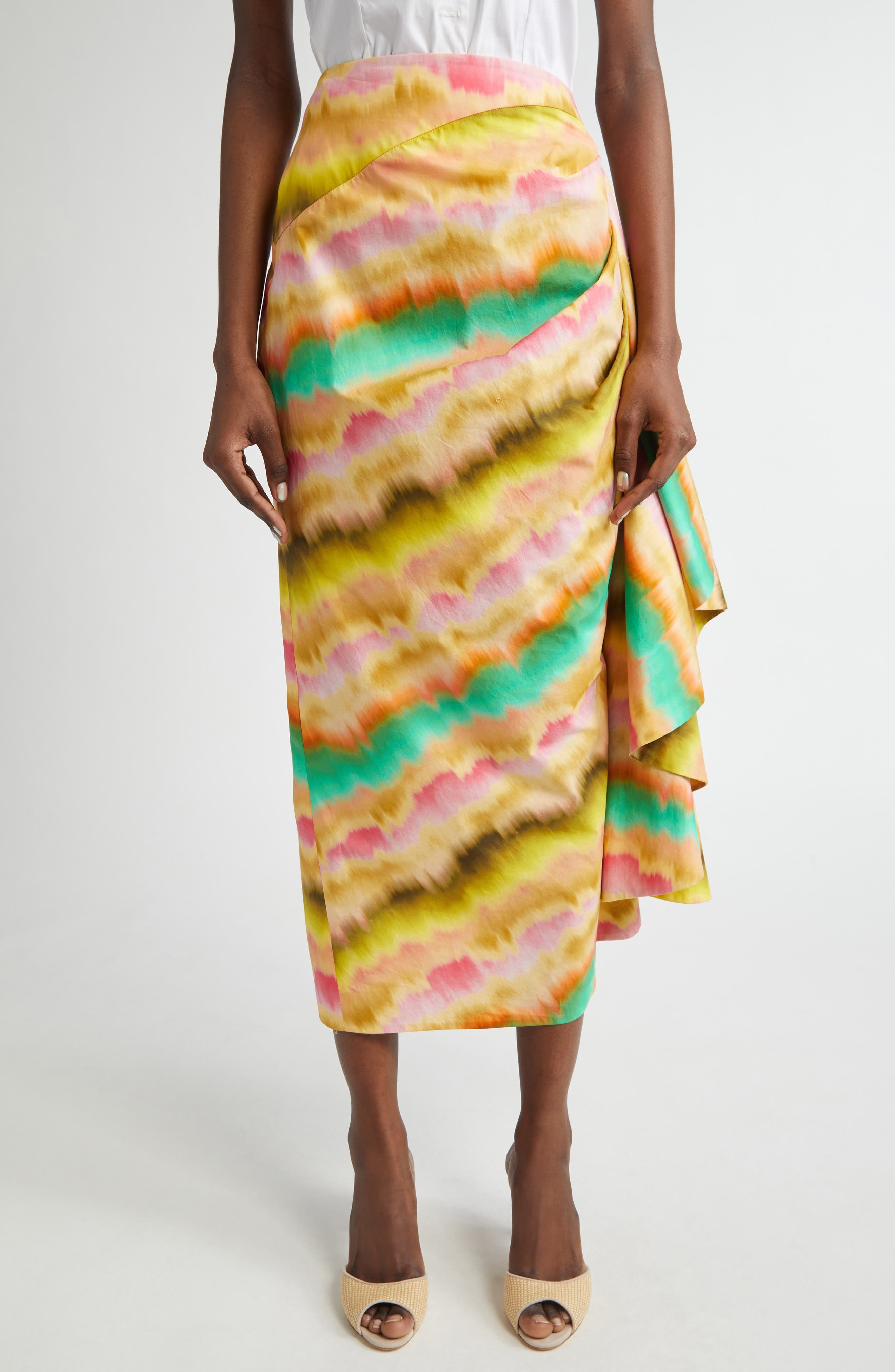 Sunset Ruffle Detail Cotton Poplin Pencil Skirt - image 1