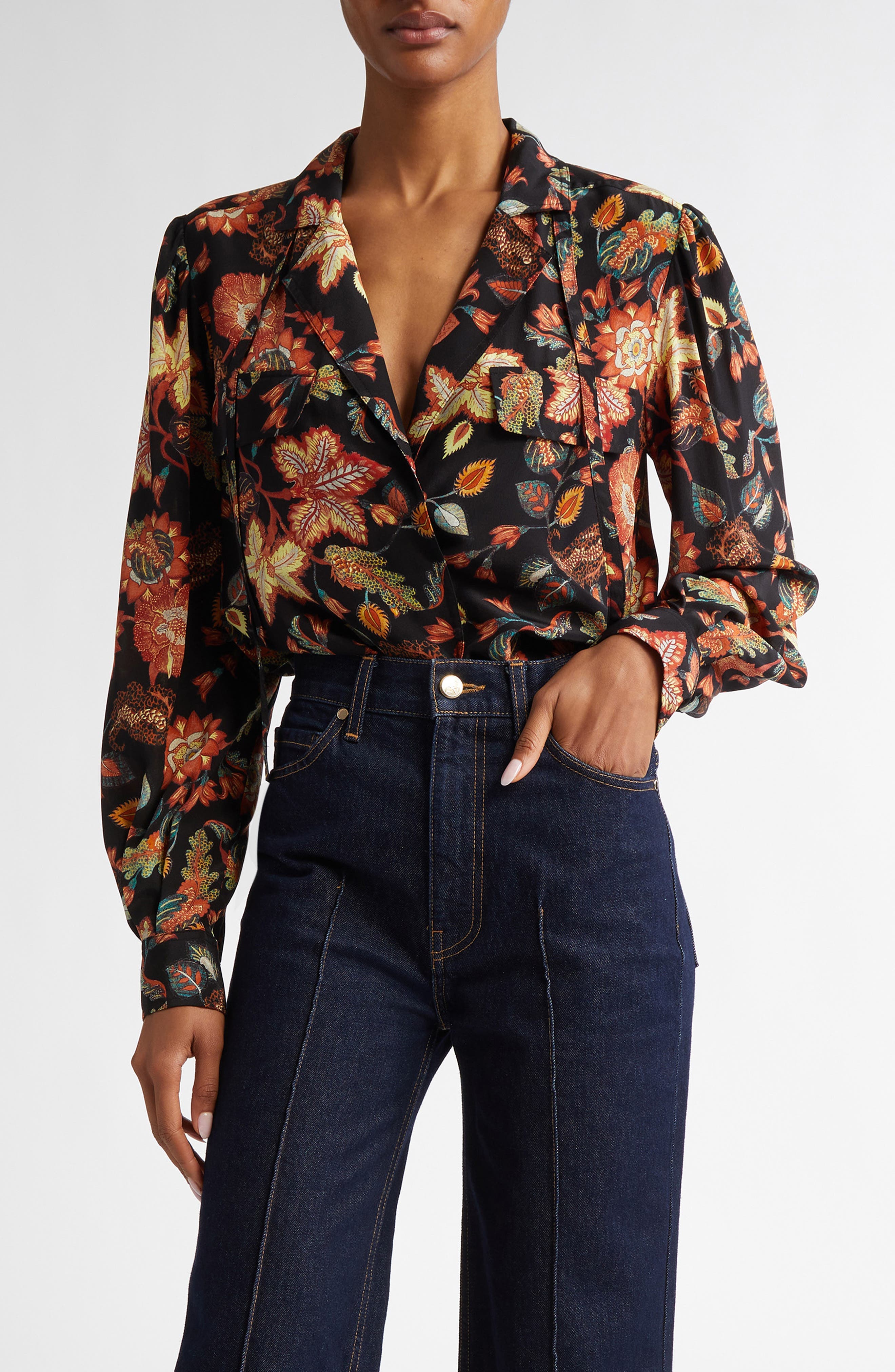 Florian Long Sleeve Silk Top - image 1