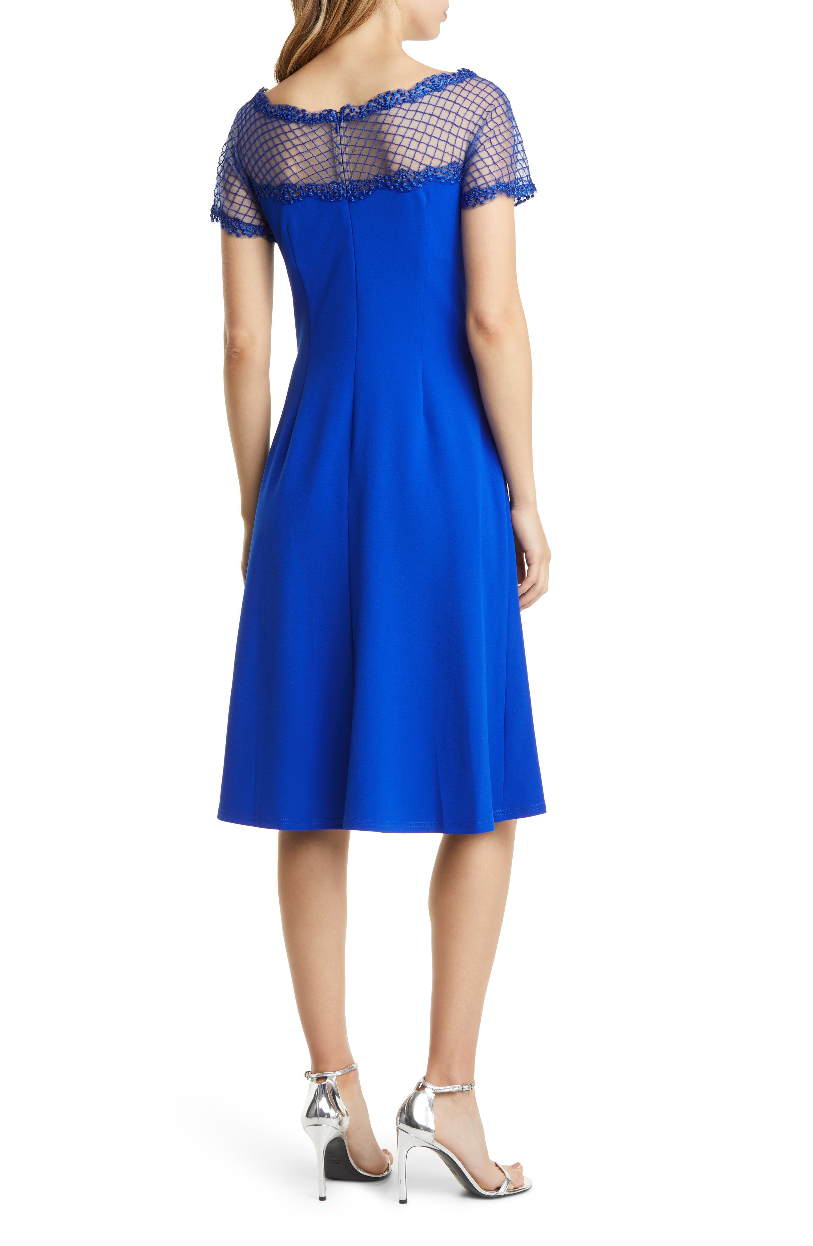 Net Illusion Mesh Fit & Flare Dress - image 2