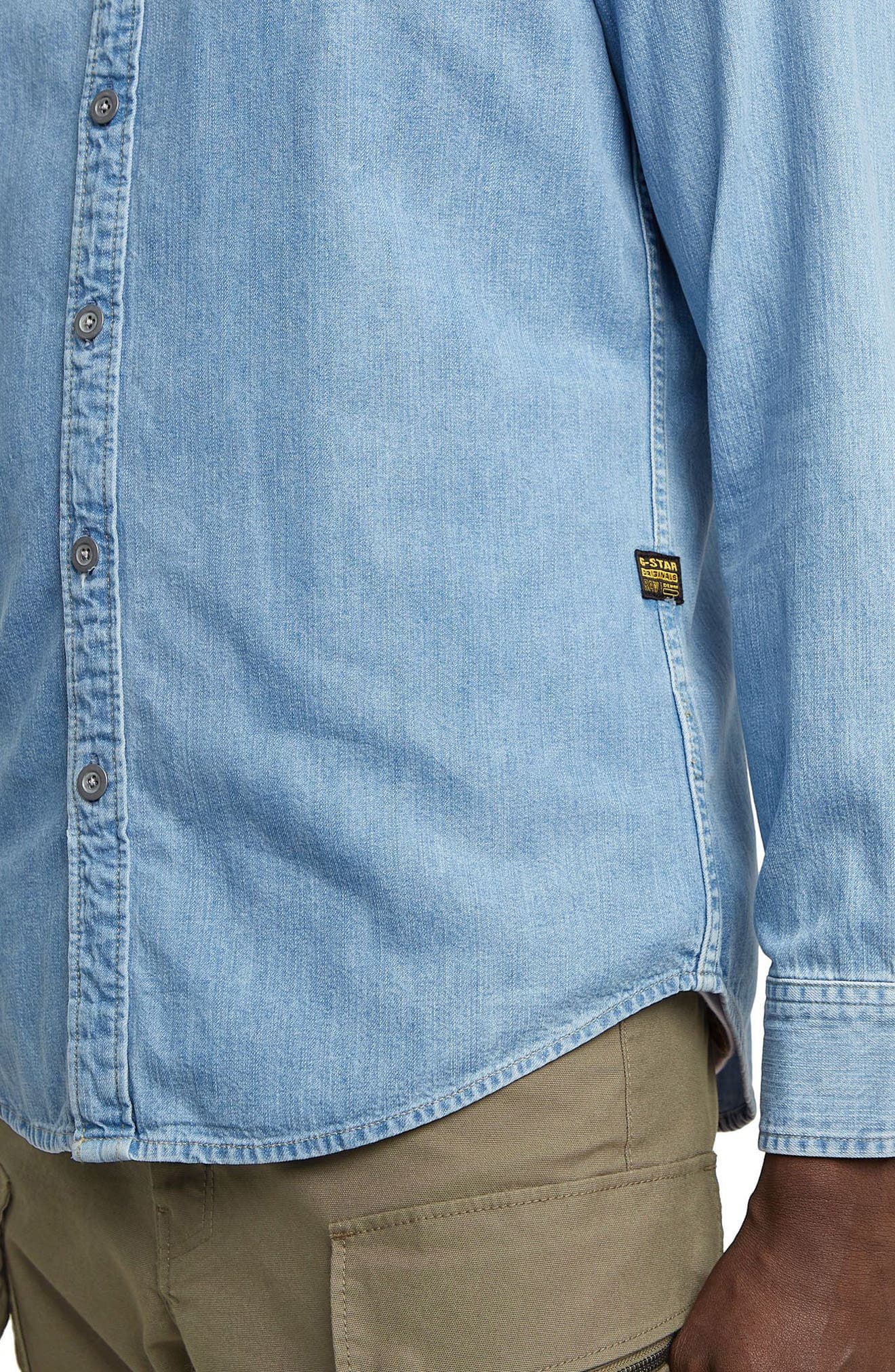 Clean Slim Fit Cotton Chambray Button-Up Shirt - image 2