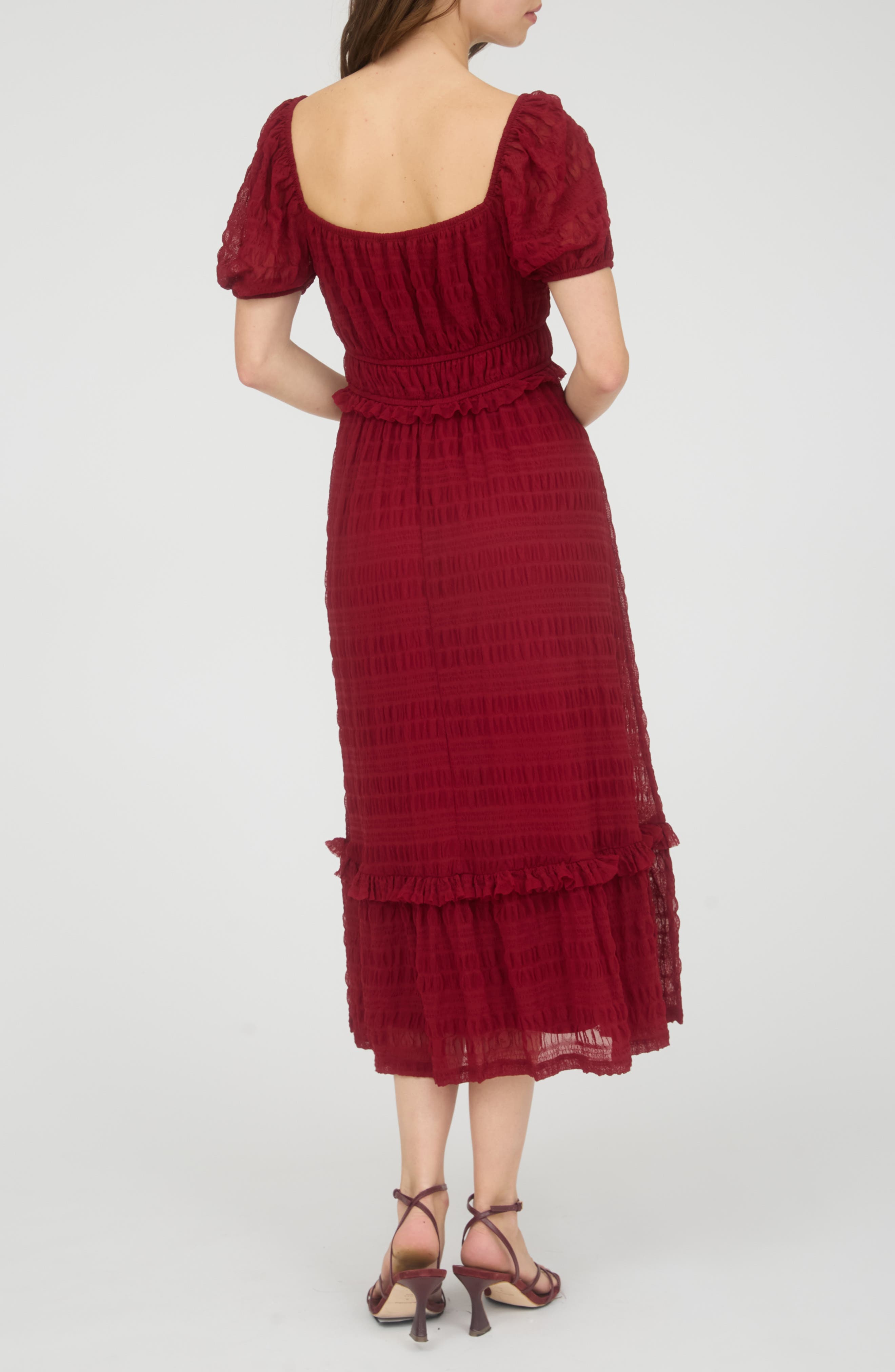 Puff Sleeve Tiered Midi Dress - image 2