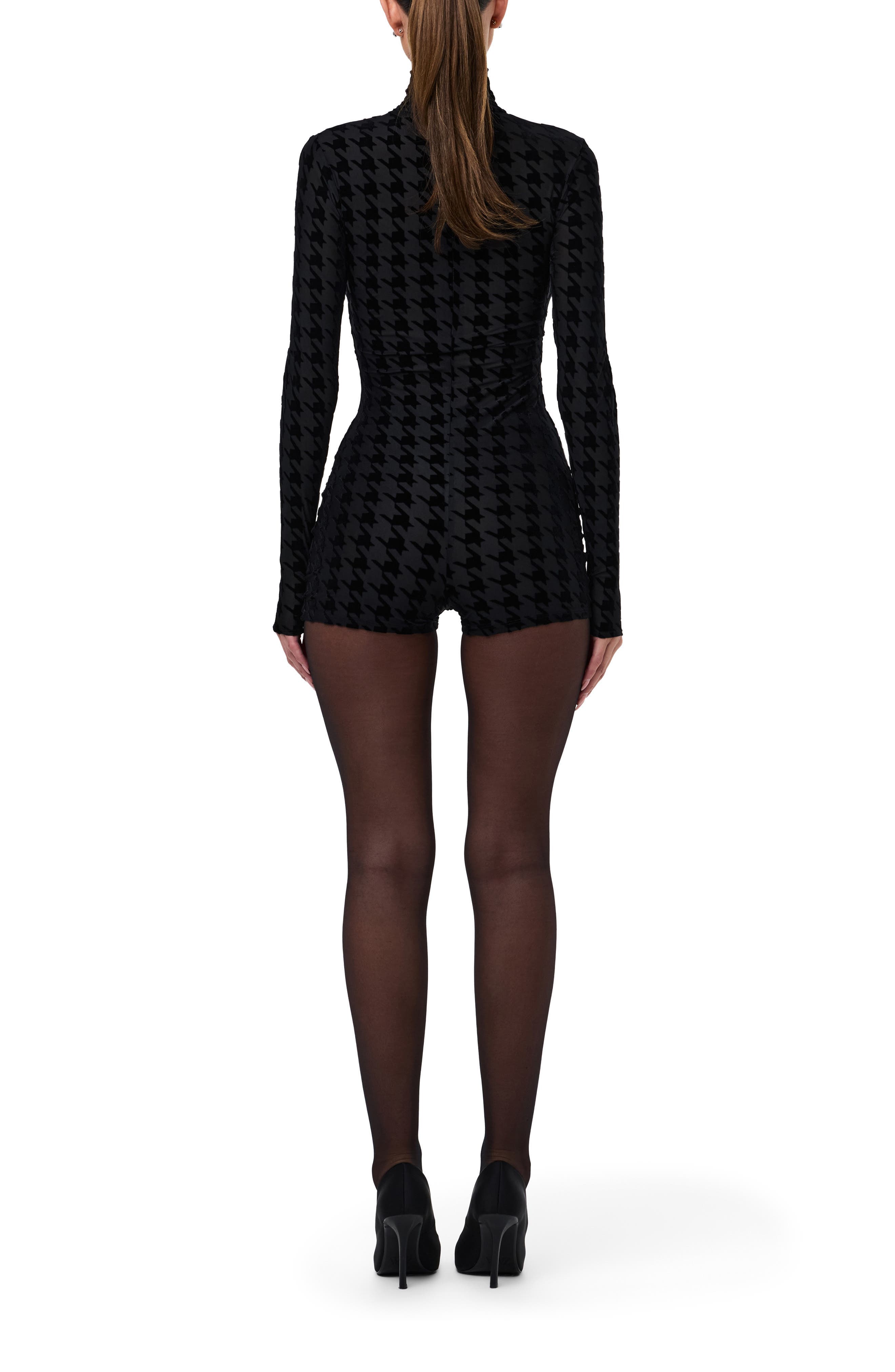 Burnout Mock Neck Long Sleeve Romper - image 2
