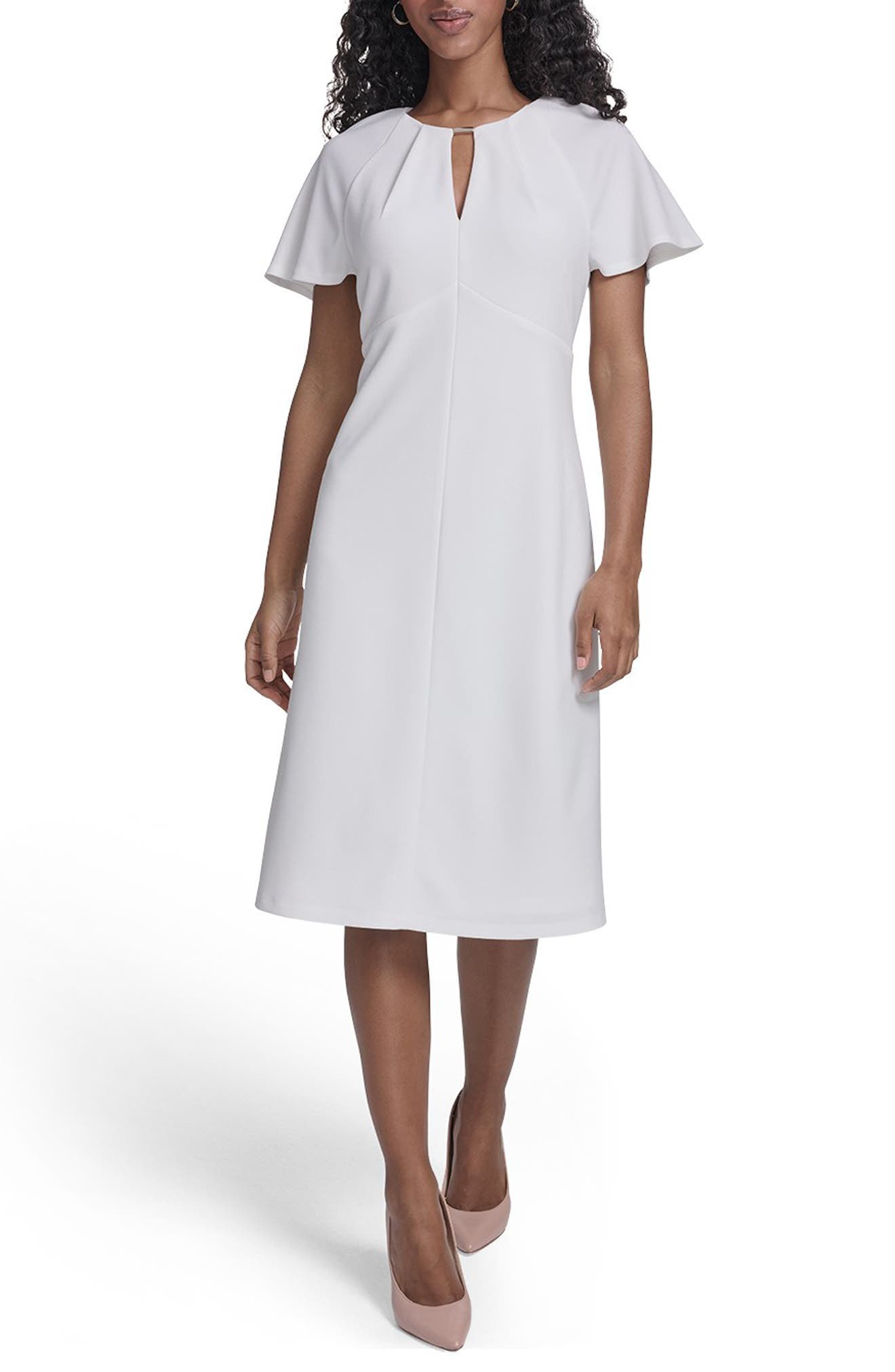 Keyhole Short Sleeve Midi Dress - image 1