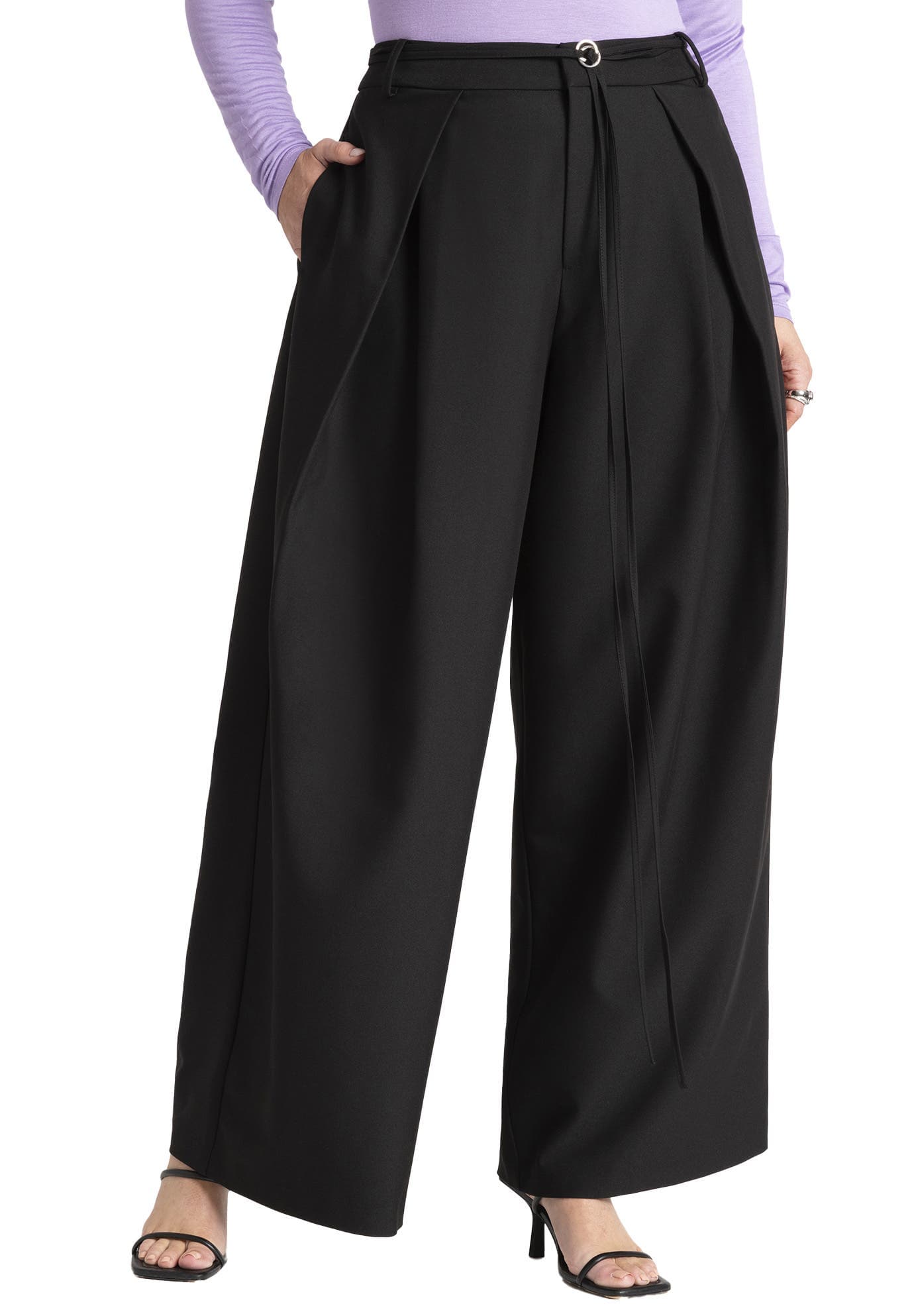 Pleat Detail Trouser With Long Belt - image 1