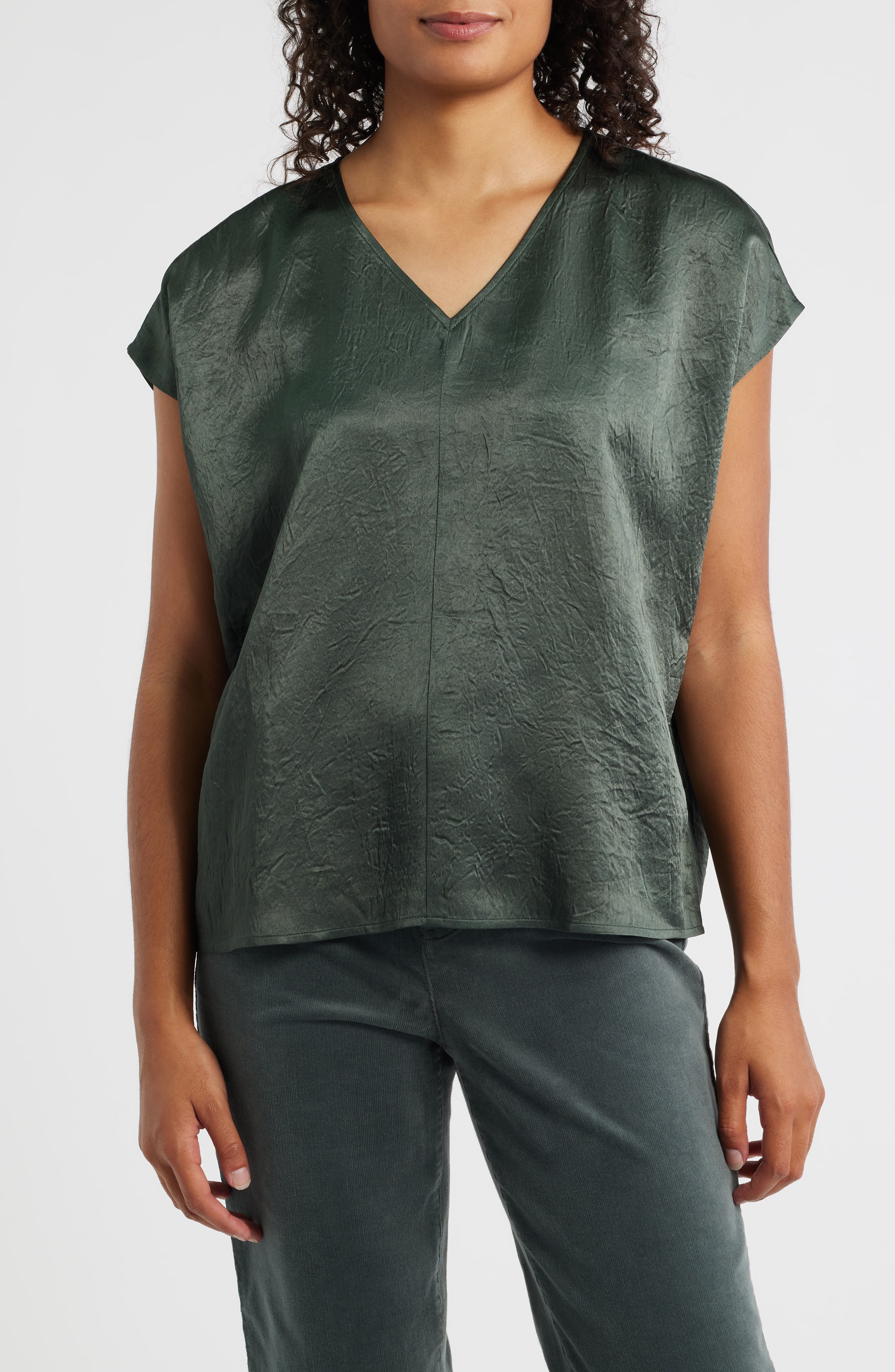 V-Neck Square Satin Top - image 1