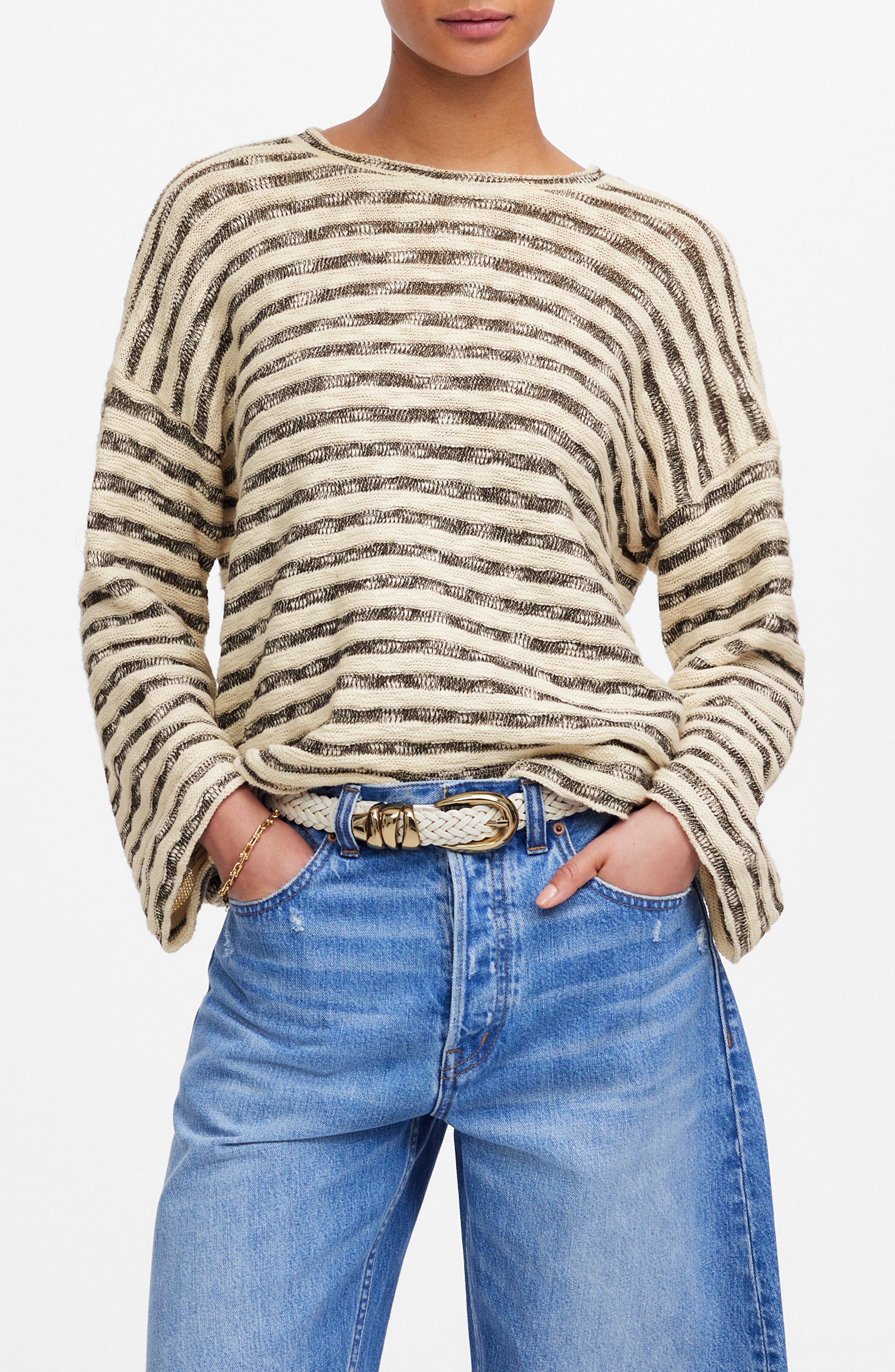 Stripe Crewneck Long Sleeve T-Shirt - image 1