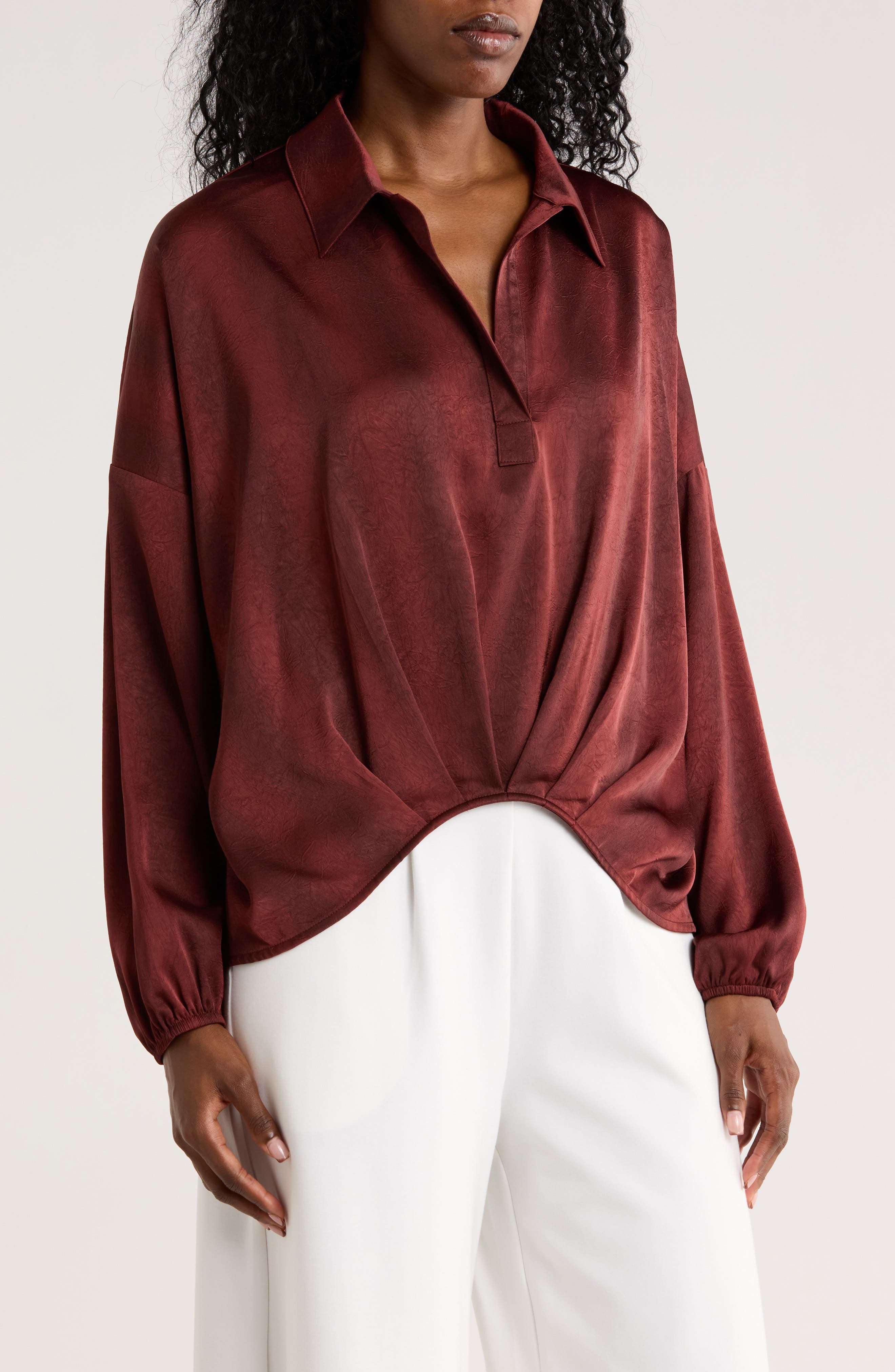 Untuck Johnny Collar Long Sleeve Top - image 1