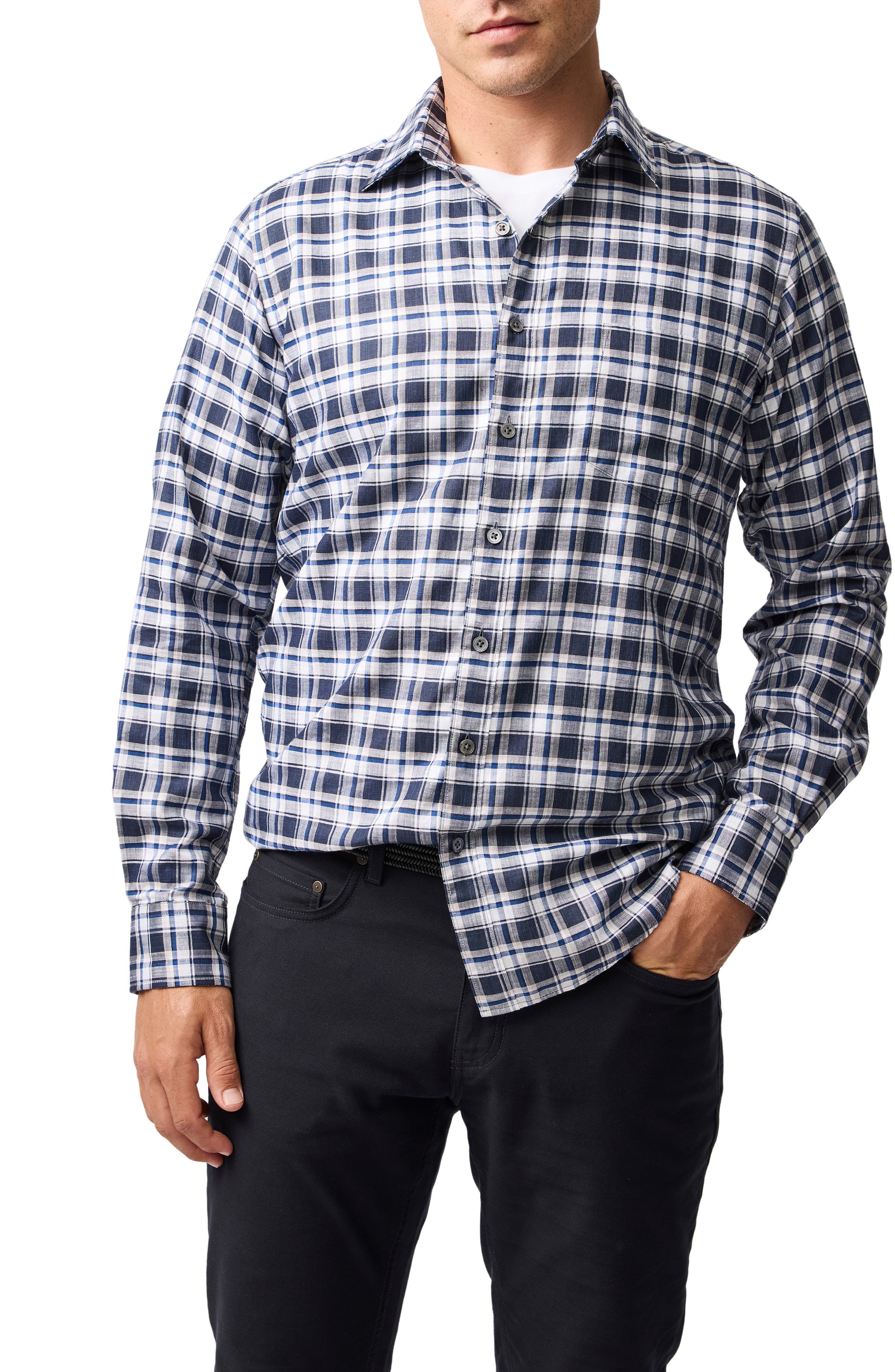 Ridgelands Plaid Cotton & Linen Button-Up Shirt - image 1