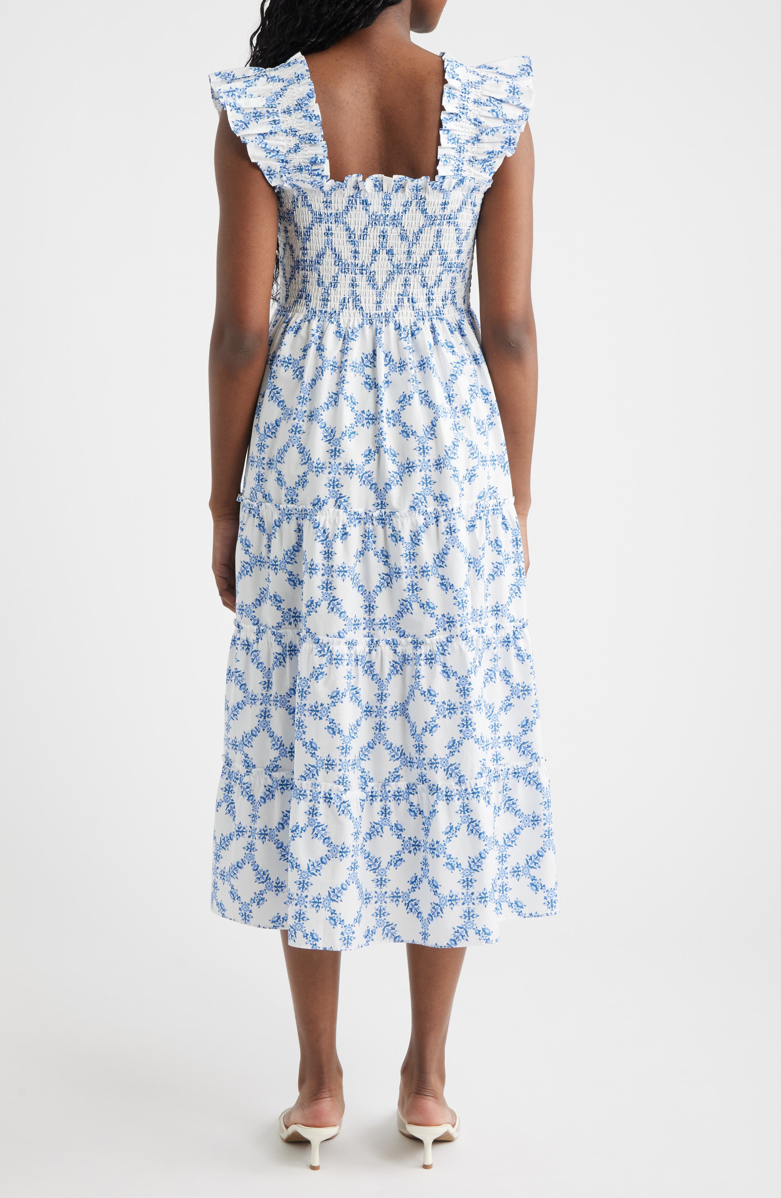 The Ellie Floral Flutter Sleeve Nap Midi Dress - image 2
