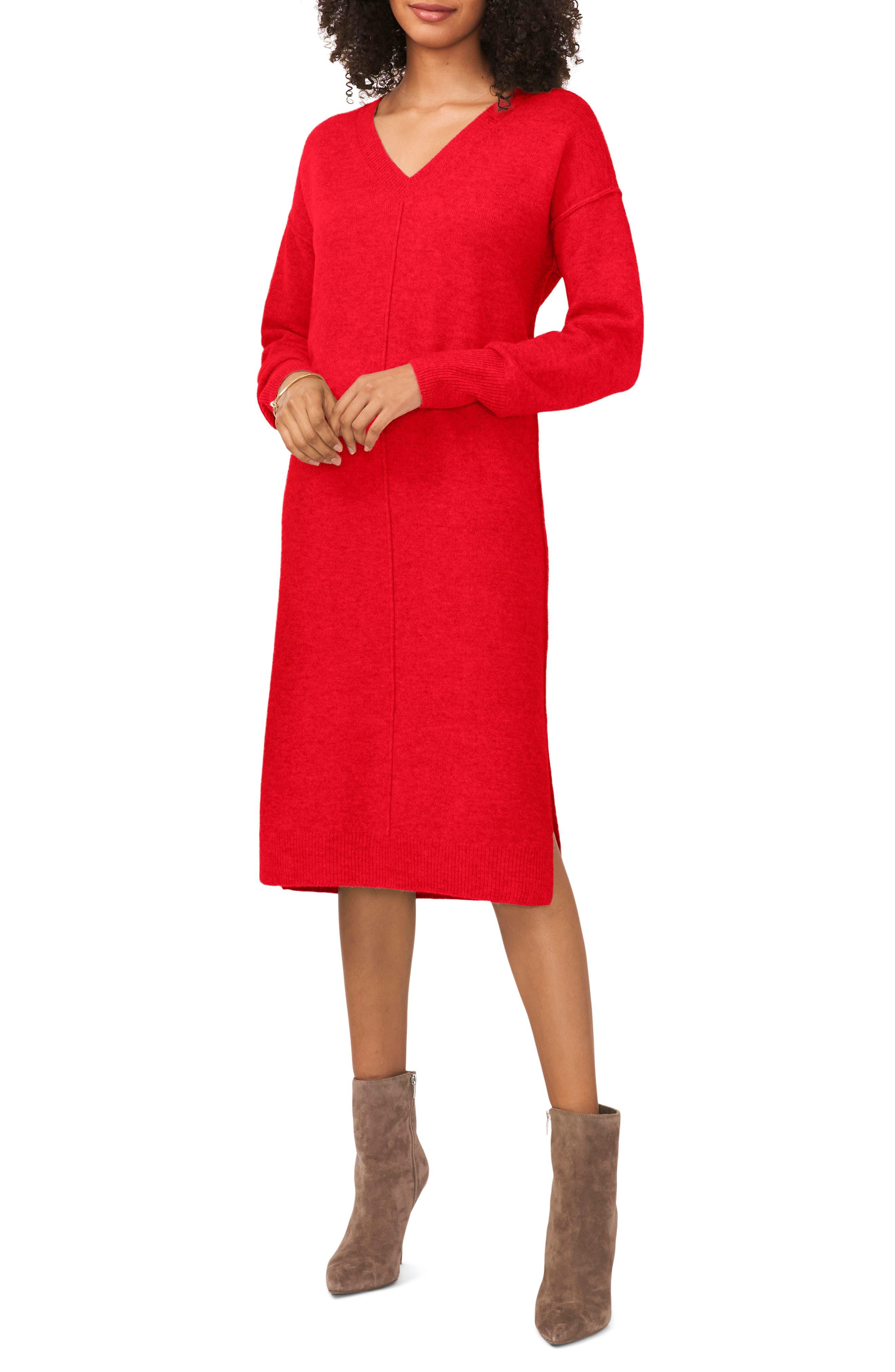 Exposed Seam Long Sleeve Sweater Dress - image 1
