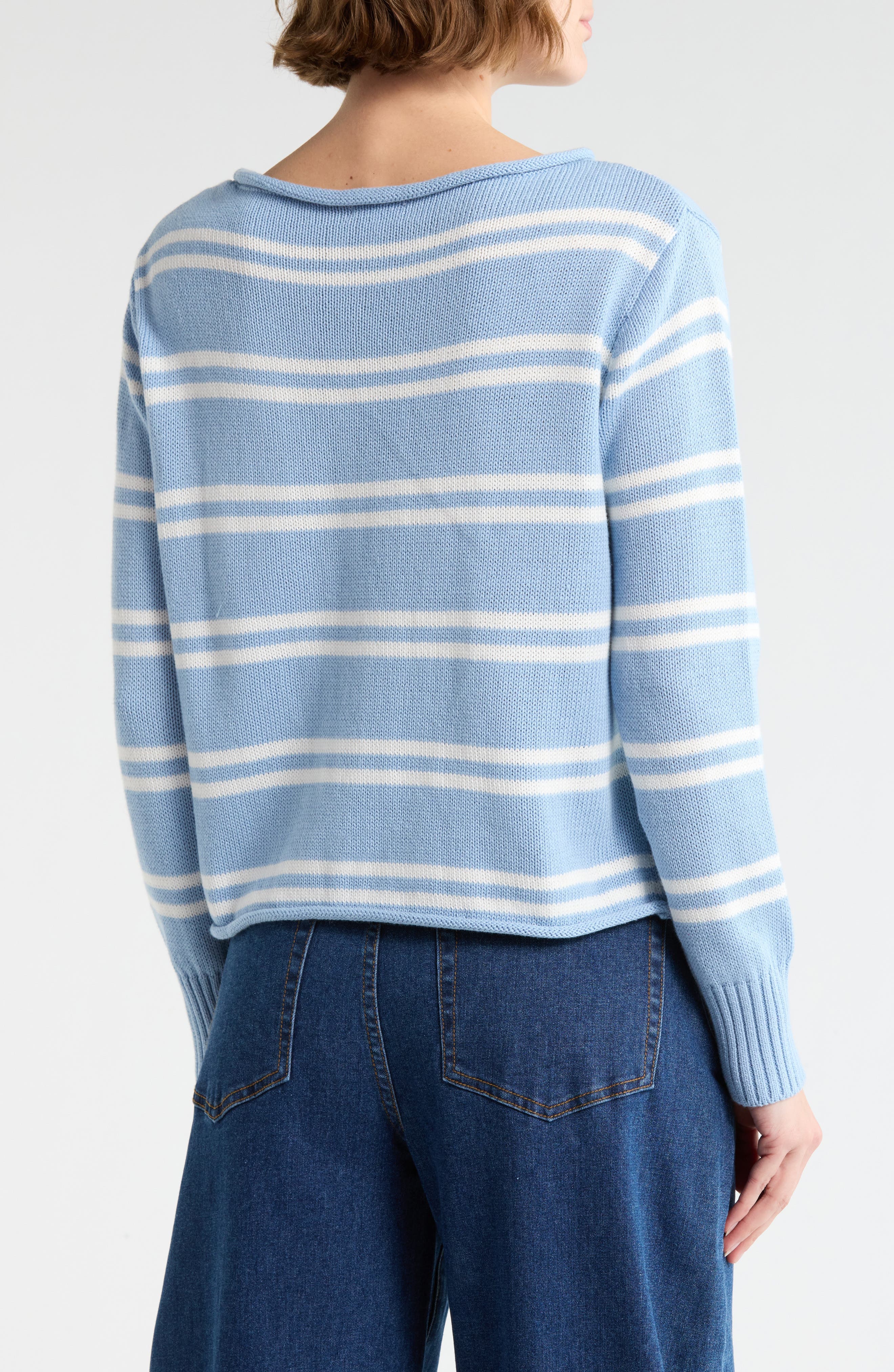 Stripe Boat Neck Crop Sweater - image 4