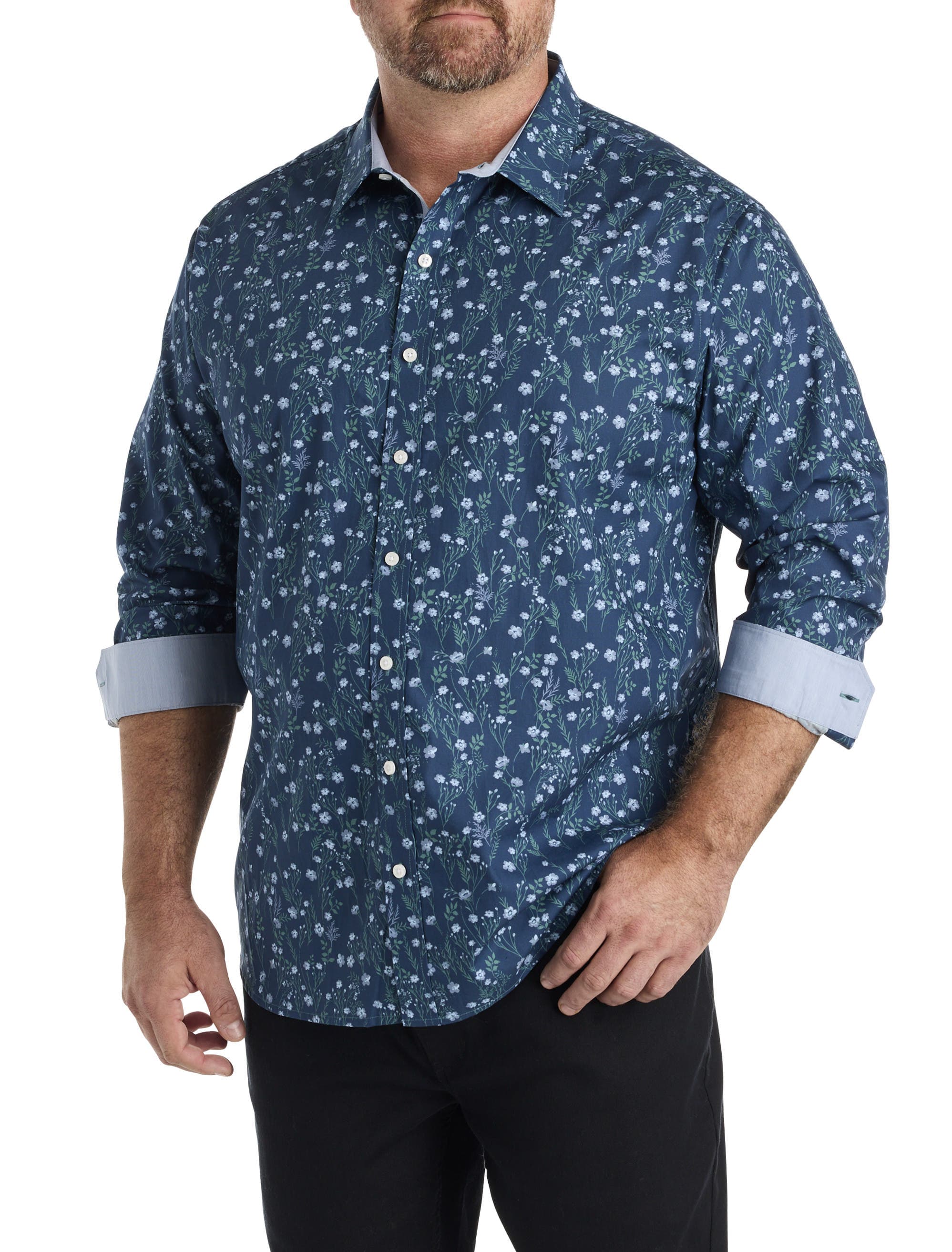 Big & Tall Floral Print Sport Shirt - image 1