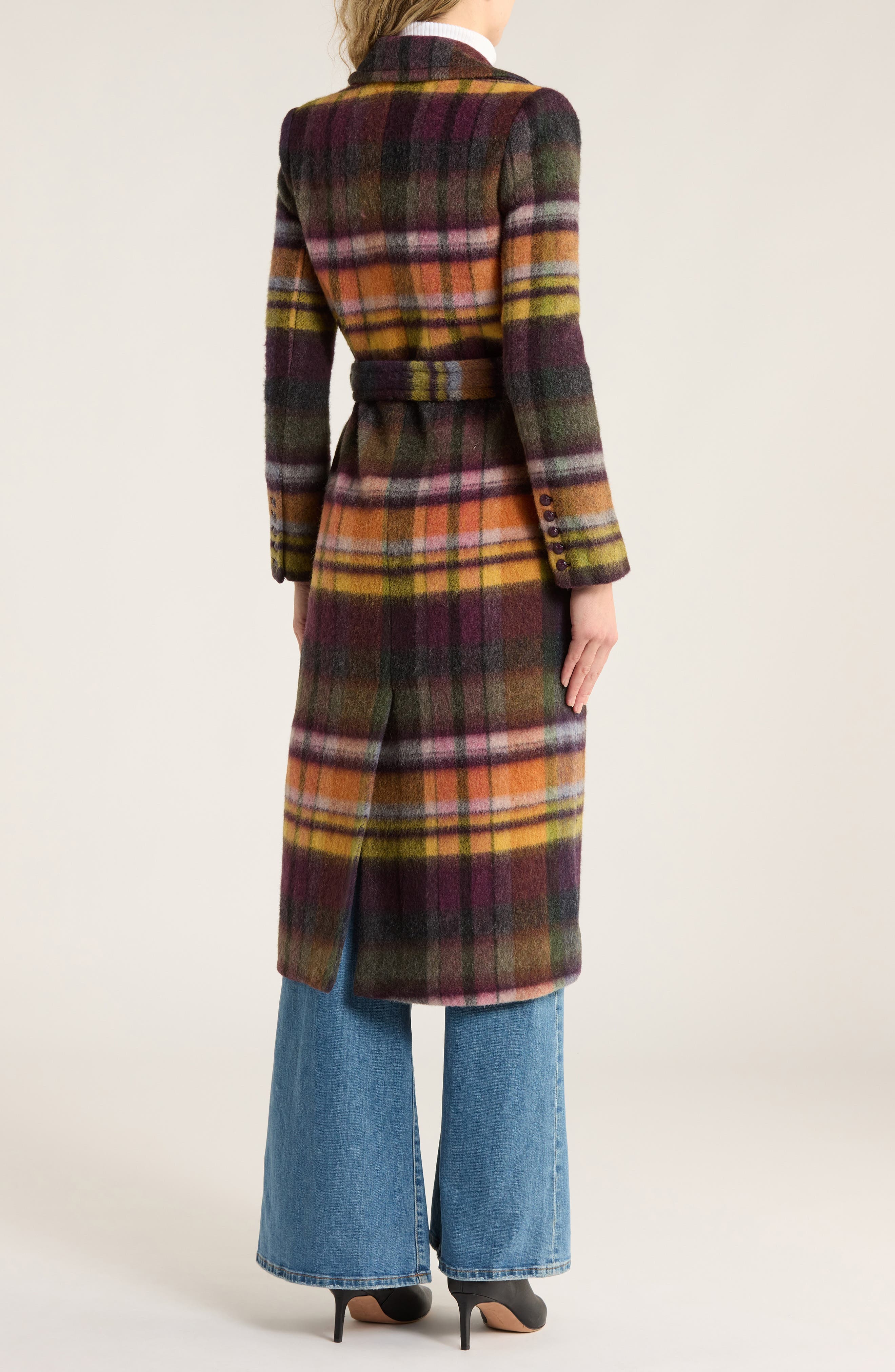 Olina Plaid Double Breasted Coat - image 2