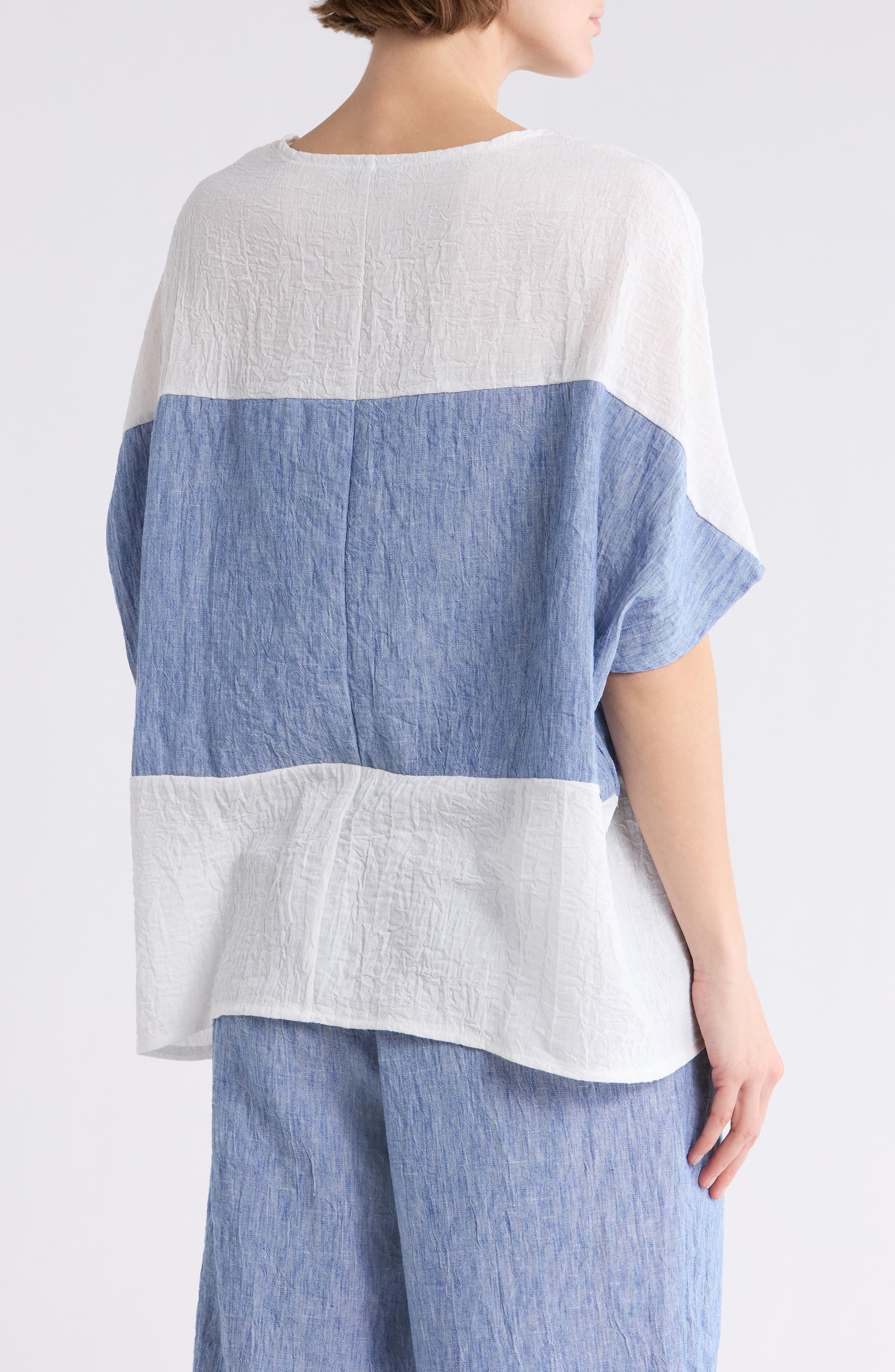 Colorblock Short Sleeve Cotton Top - image 4