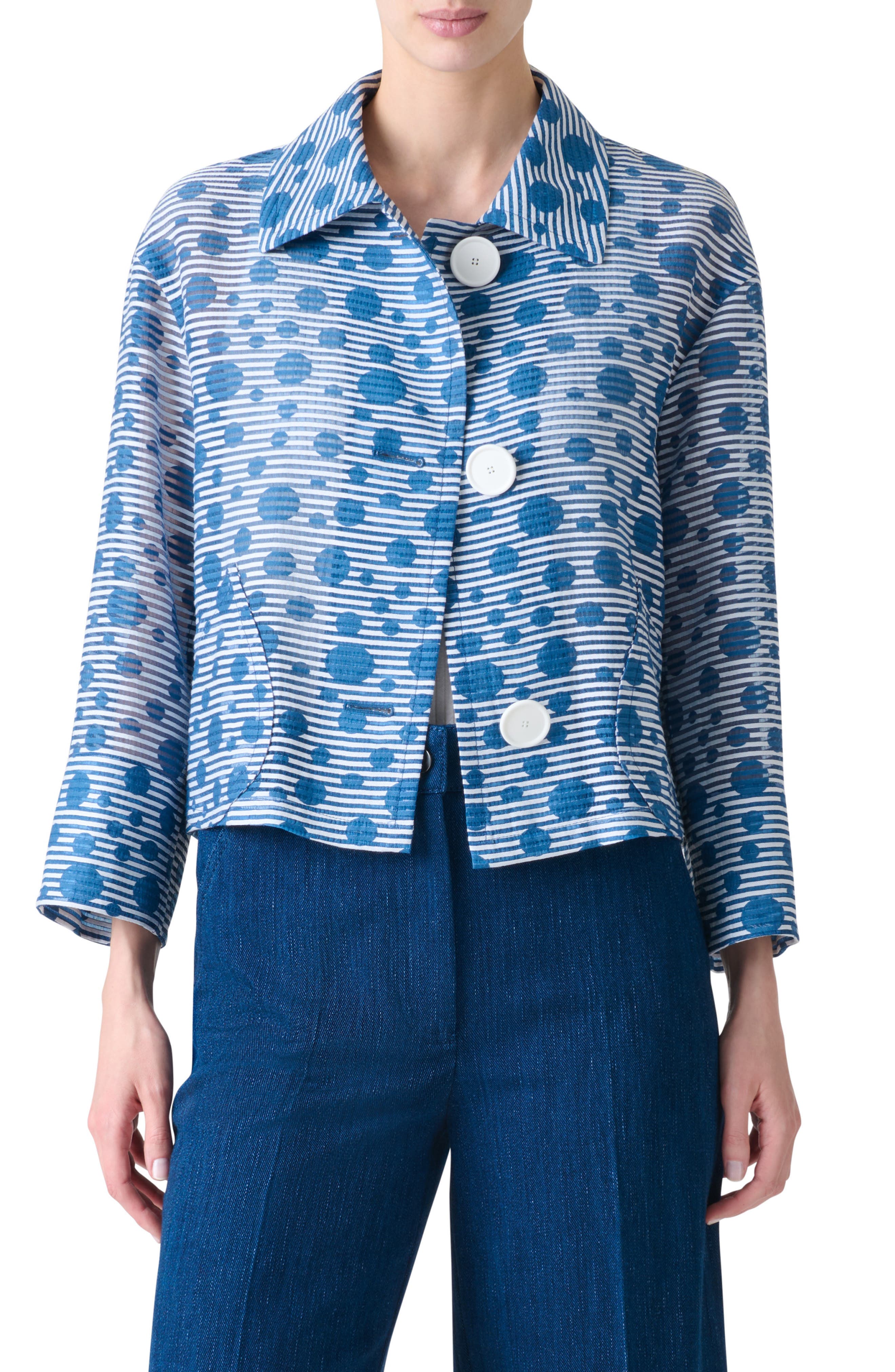 Stripe Dot Organza Crop Jacket - image 1