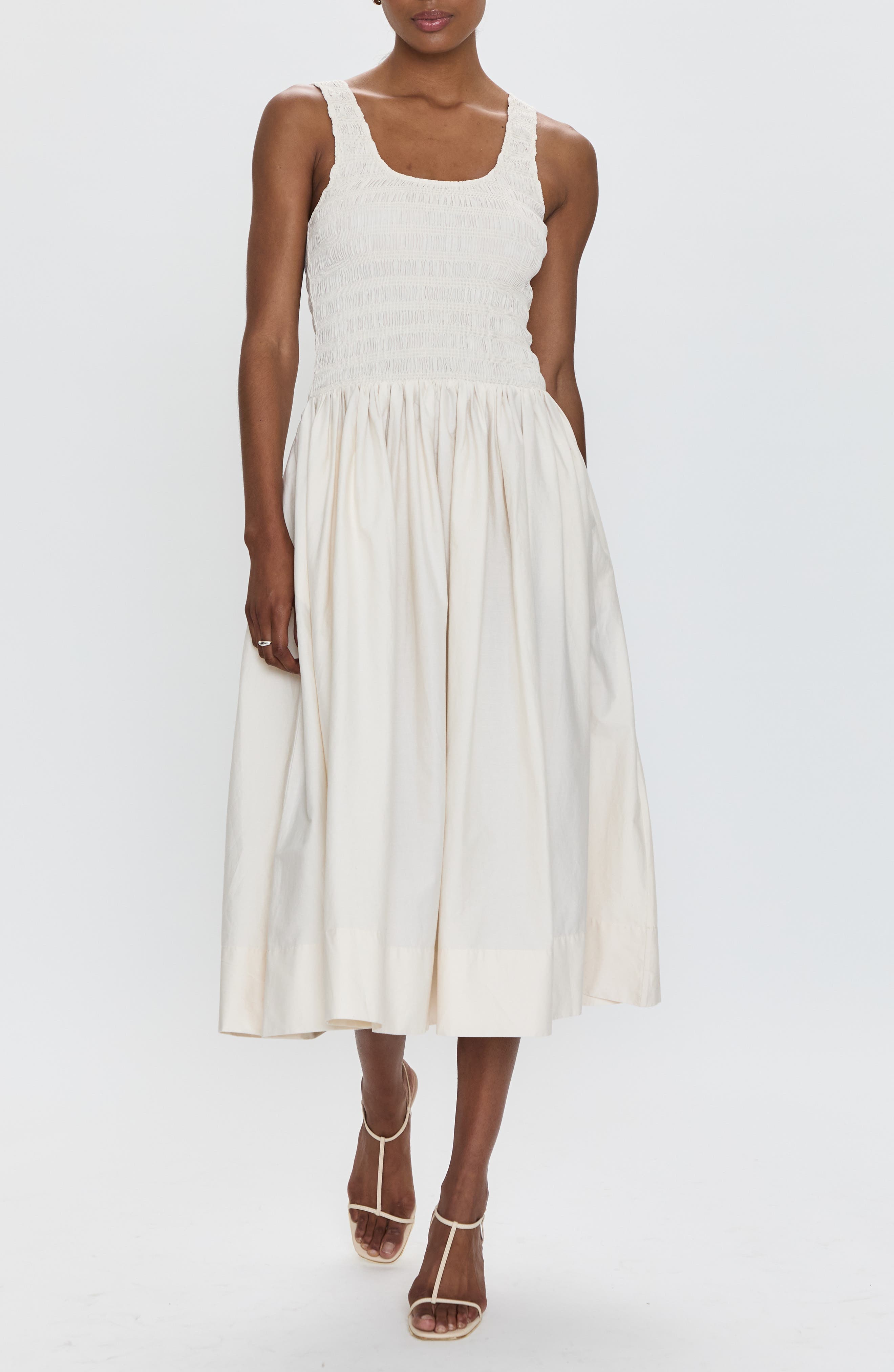 Alessia Smocked Drop-Waist Stretch Cotton Midi Dress - image 1