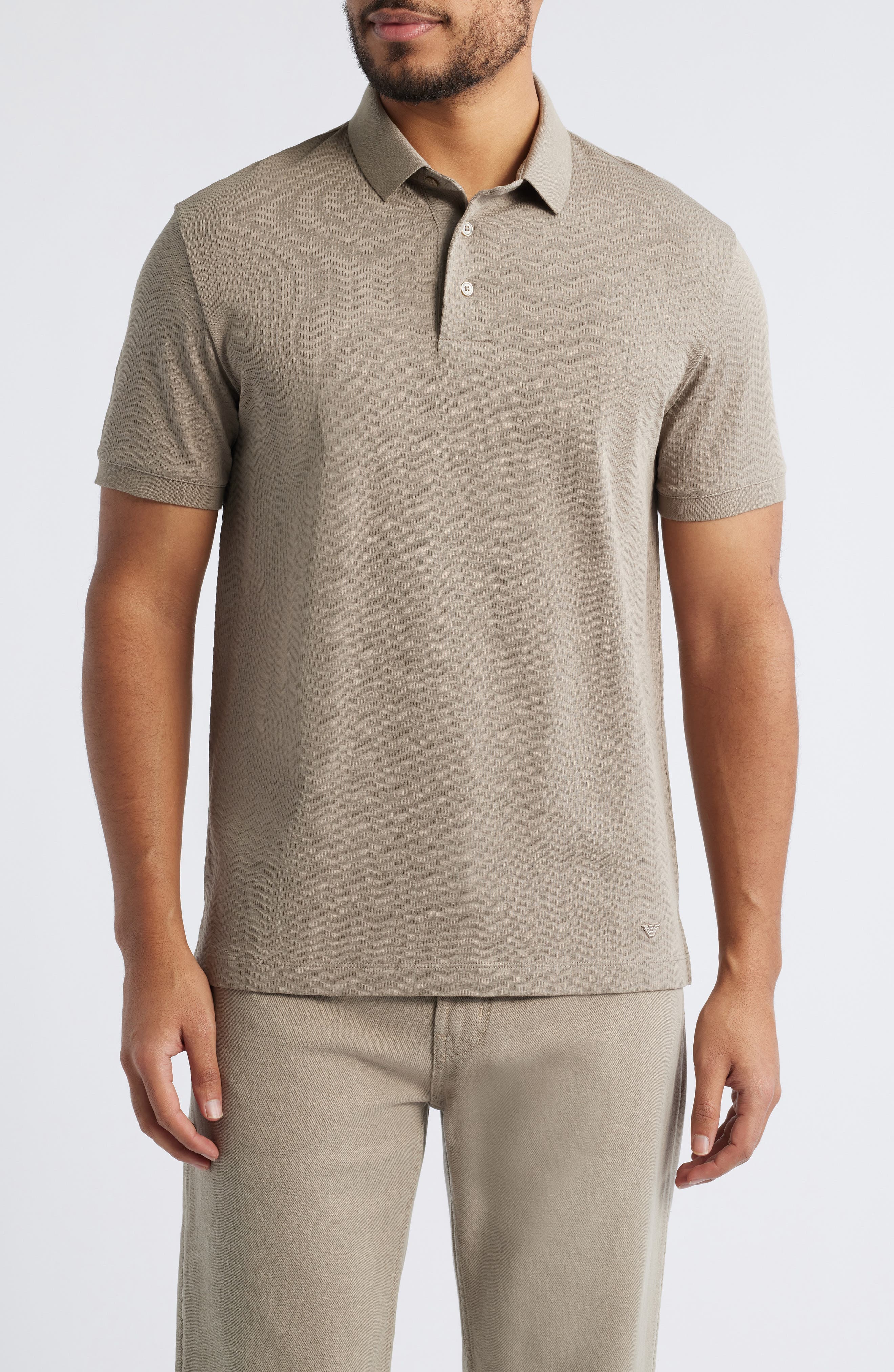 Tonal Textured Wave Cotton Polo - image 1