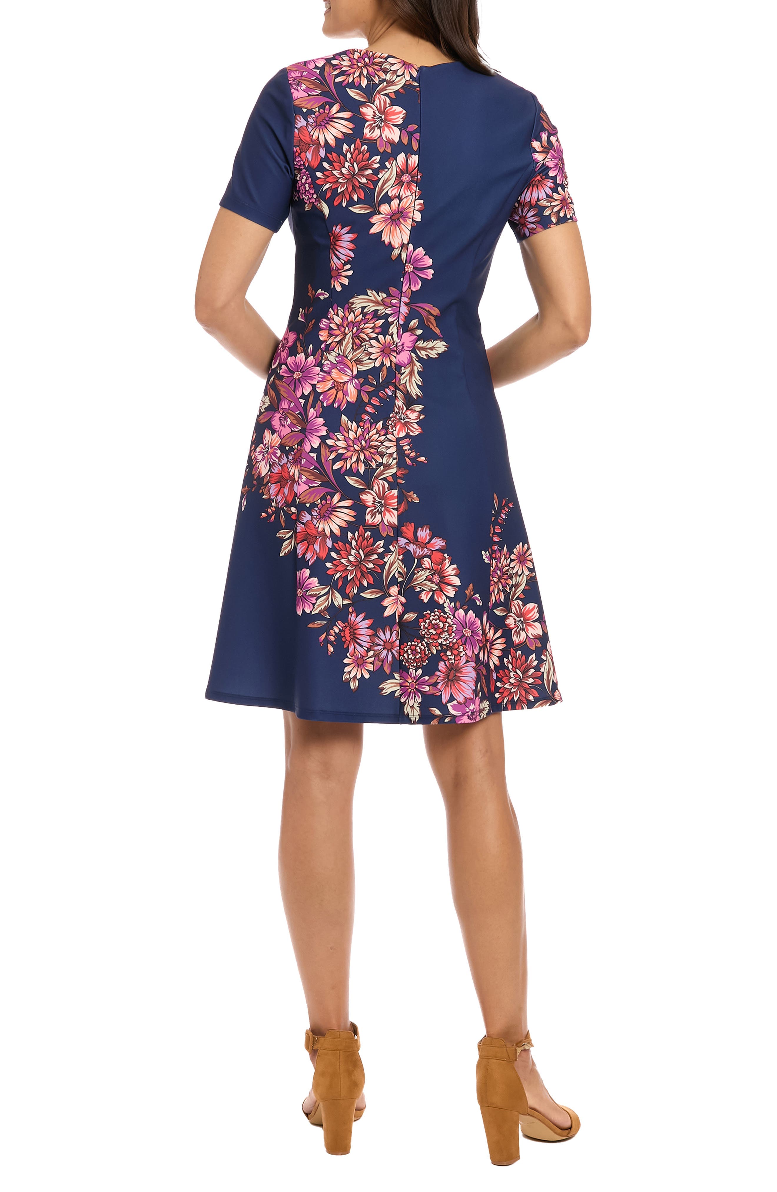 Square Neck Fit & Flare Scuba Dress - image 2