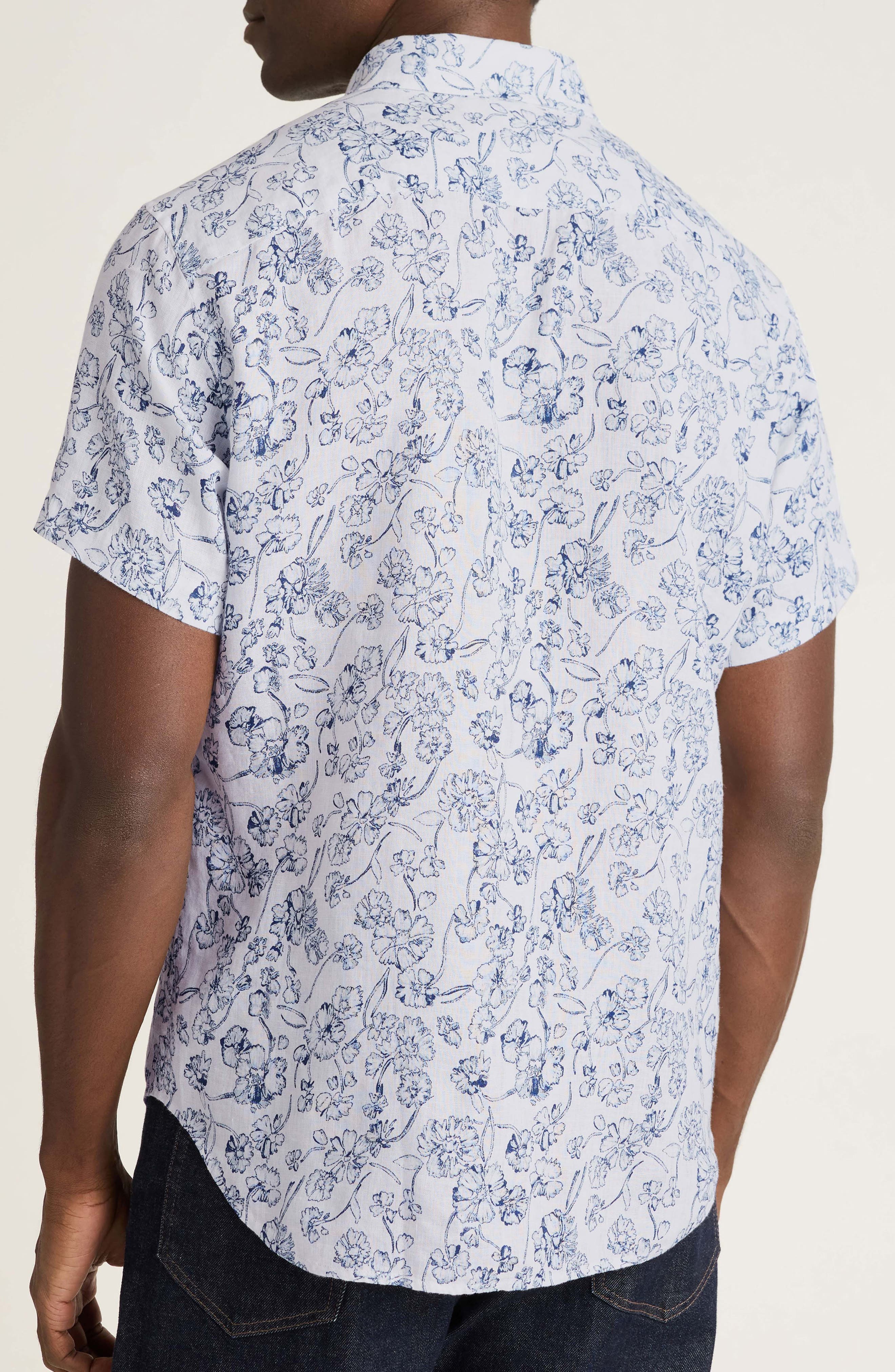 Riviera Slim Fit Floral Short Sleeve Linen Button-Down Shirt - image 2