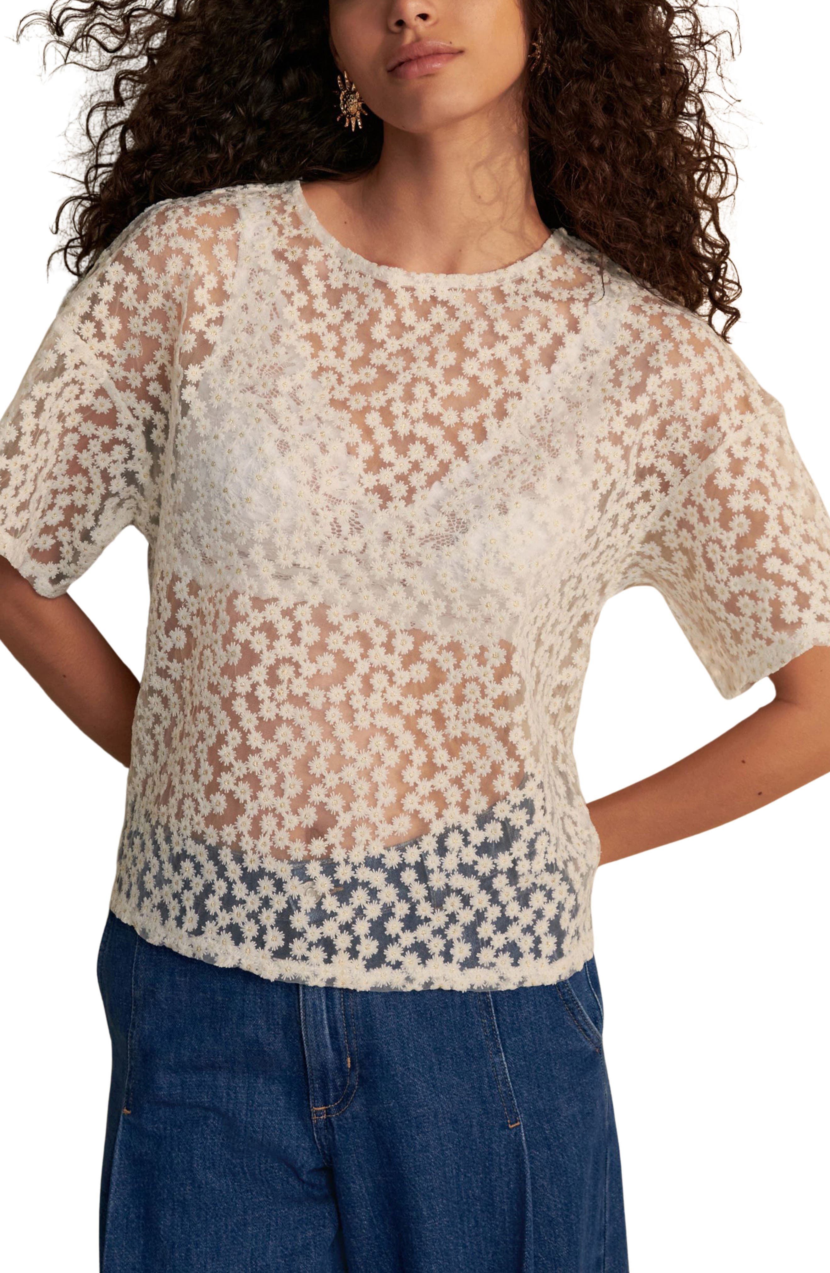Floral Mesh Boxy Top - image 1