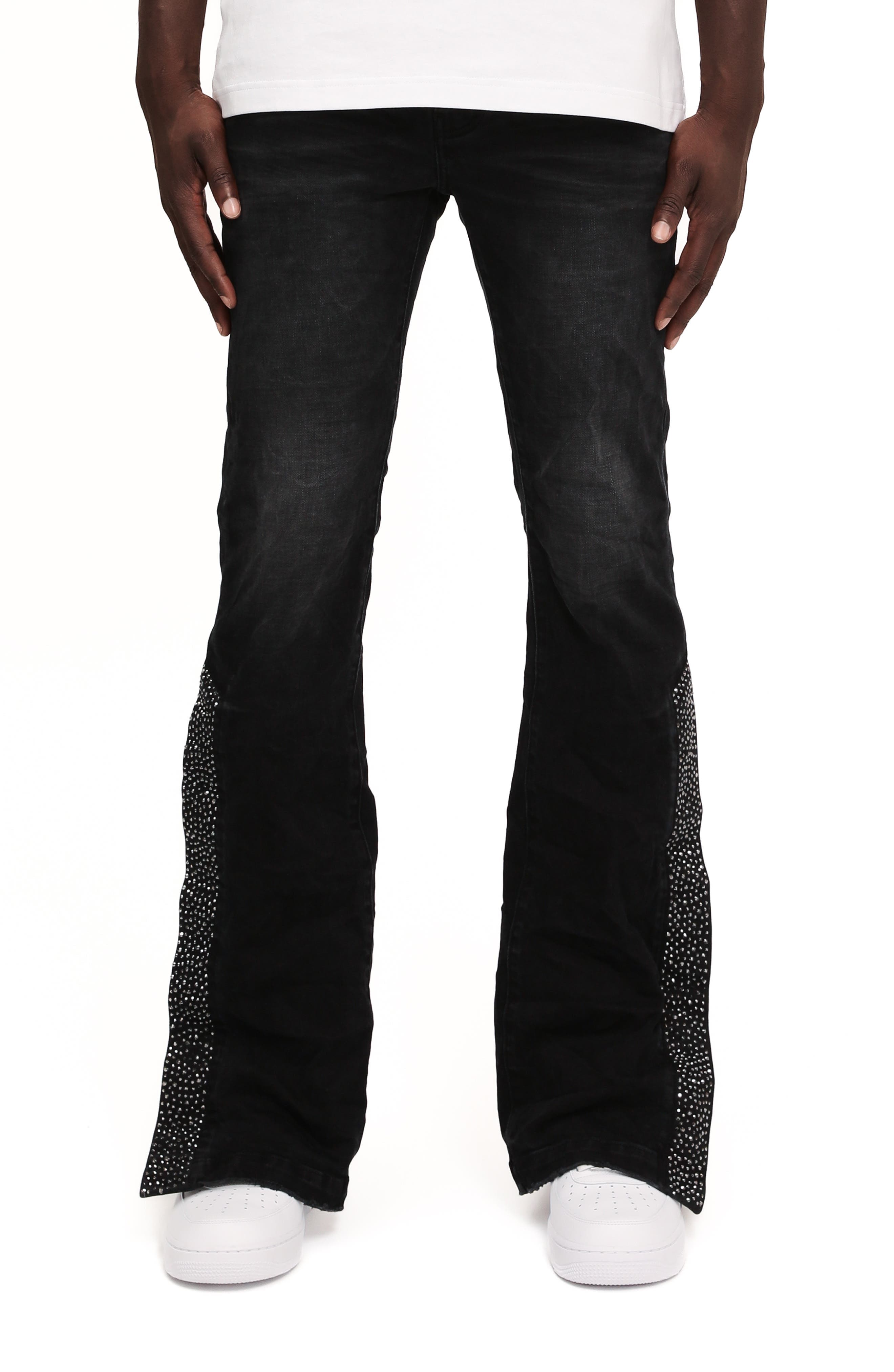 Crystal Side Snap Flare Jeans - image 1