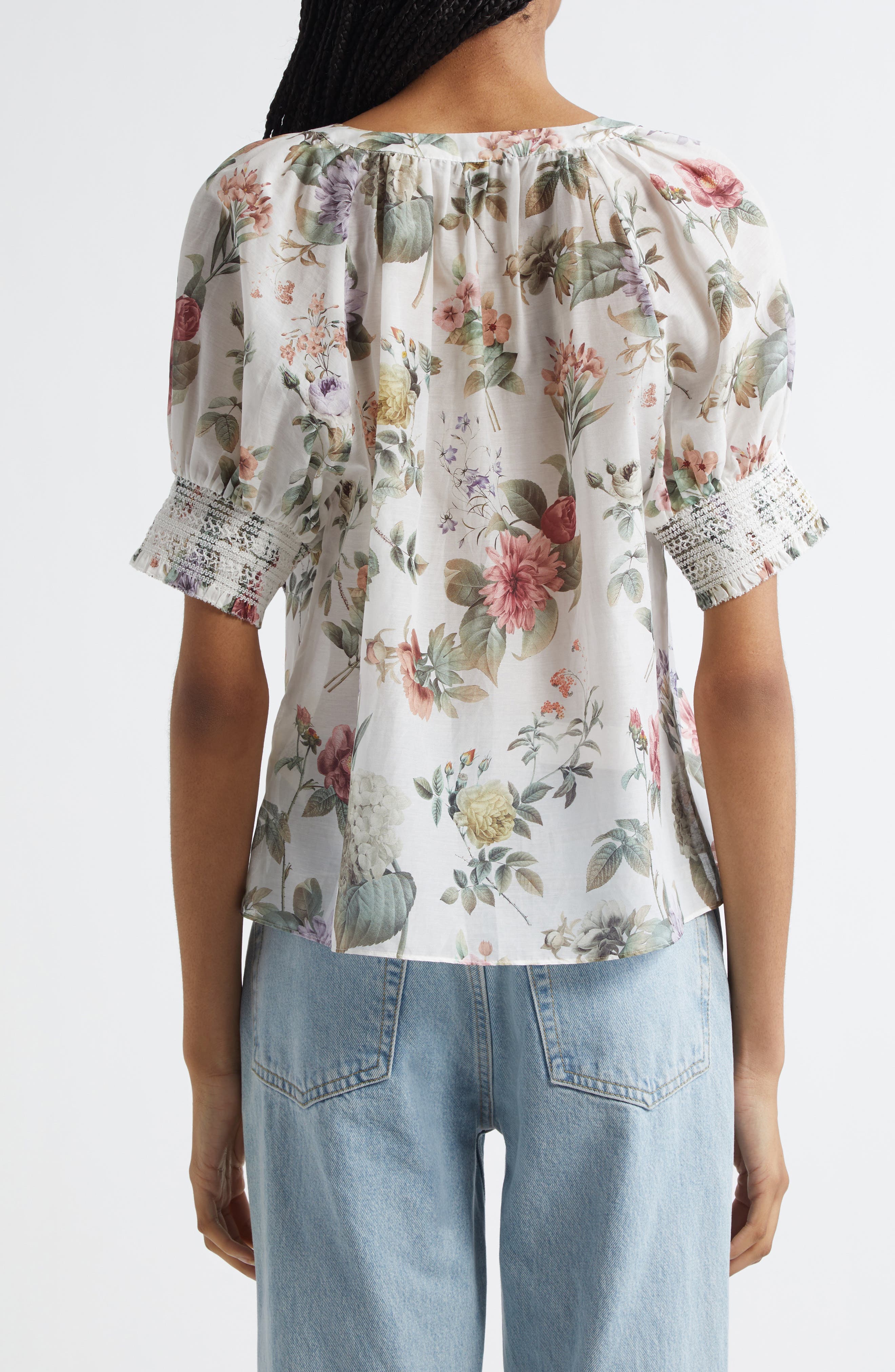 Thalia Floral Cotton & Silk Button-Up Top - image 2