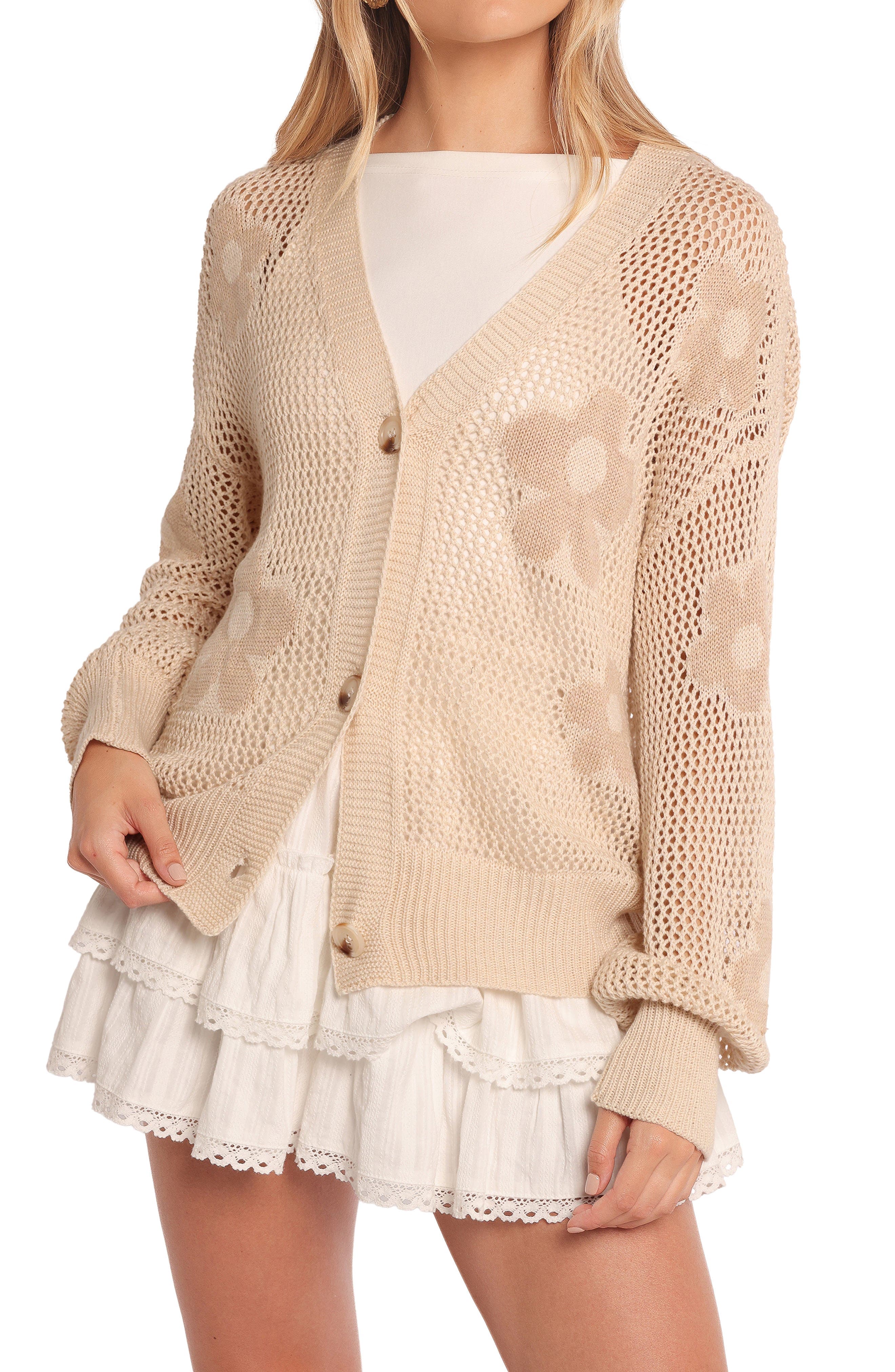 Winslow Open Knit Flower Cardigan - image 1