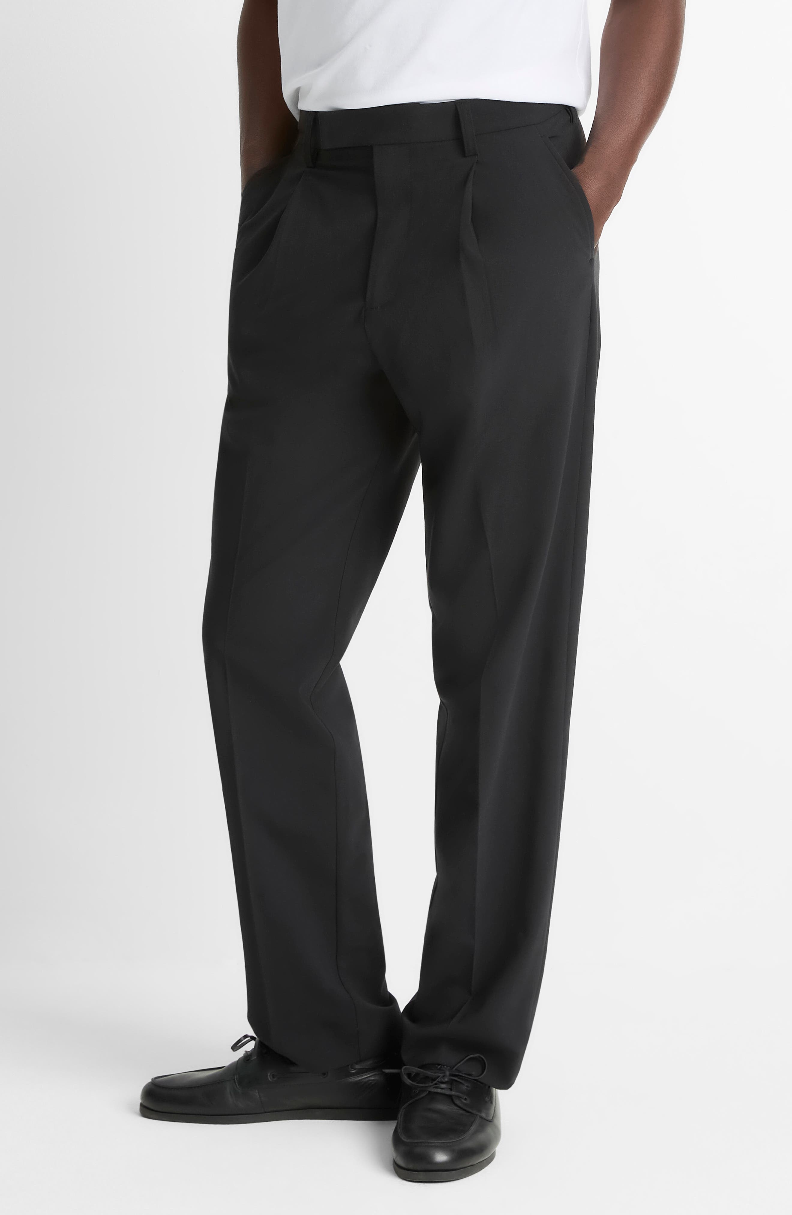 Pleated Black Stretch Dress Pants - image 1
