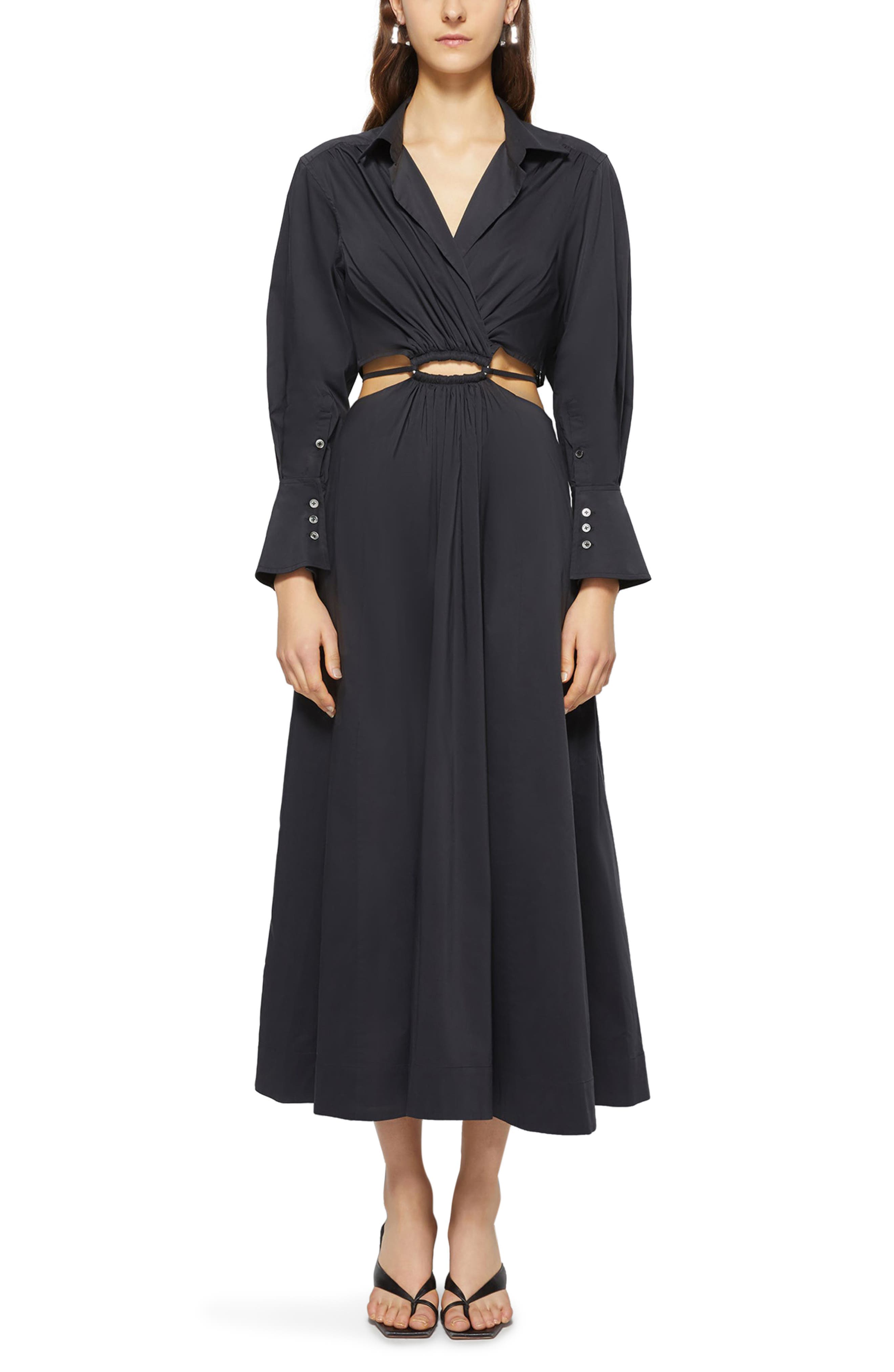 Jonathan Simkhai Alex Pleated Poplin Long Sleeve Dress - image 1
