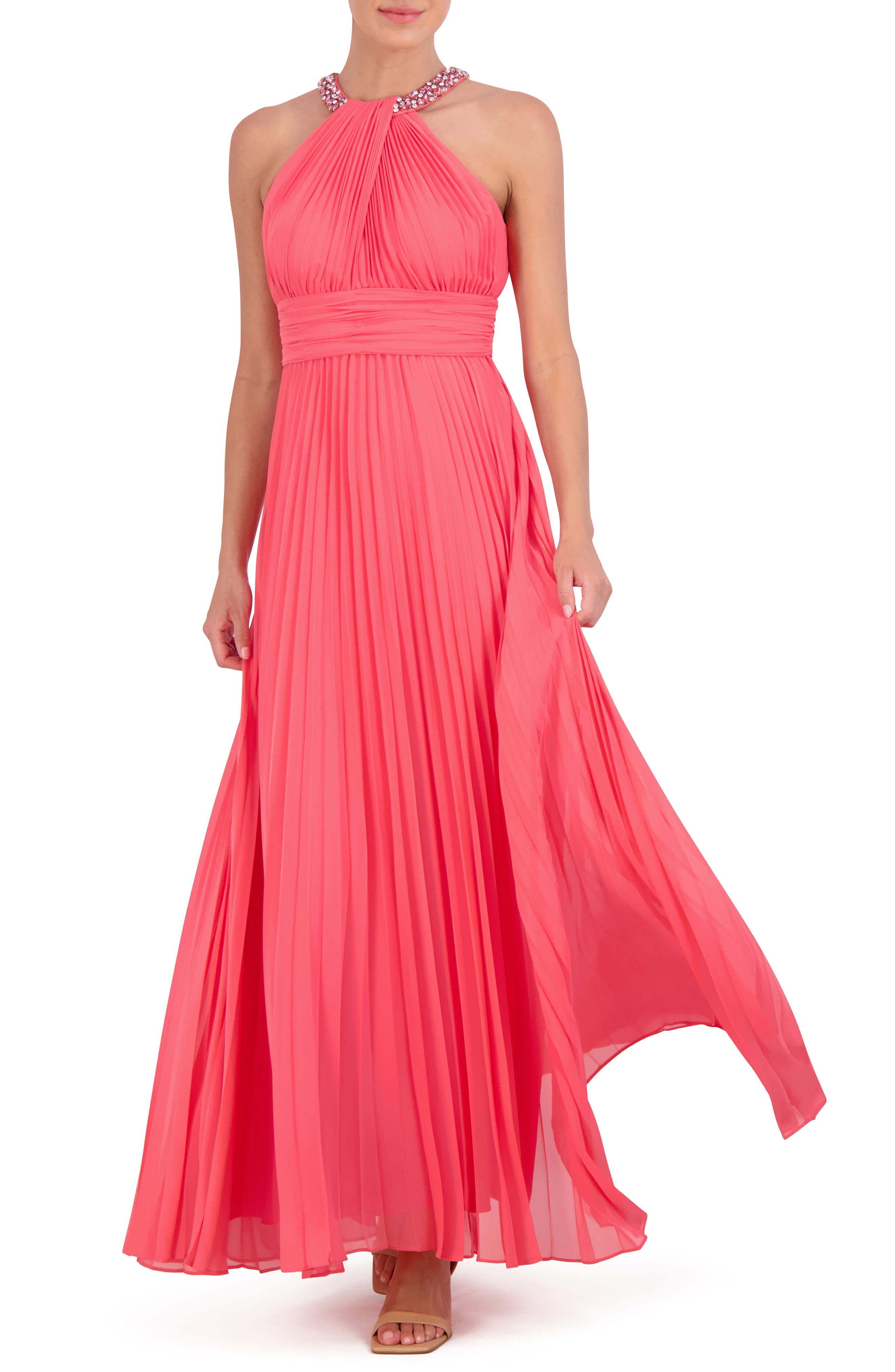 Crystal Detail Pleated Gown - image 1