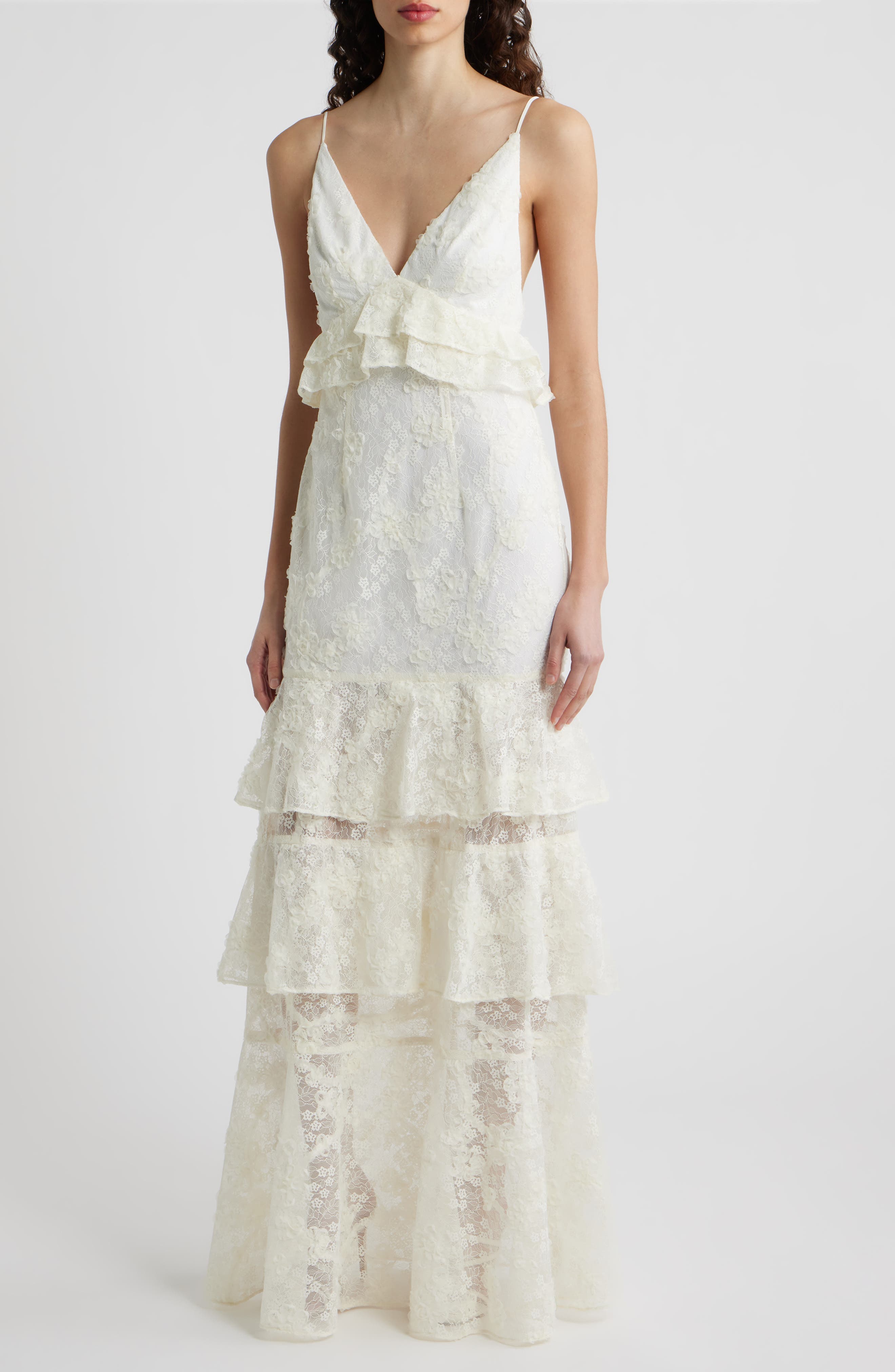 Eris Floral Lace Tiered Gown - image 1