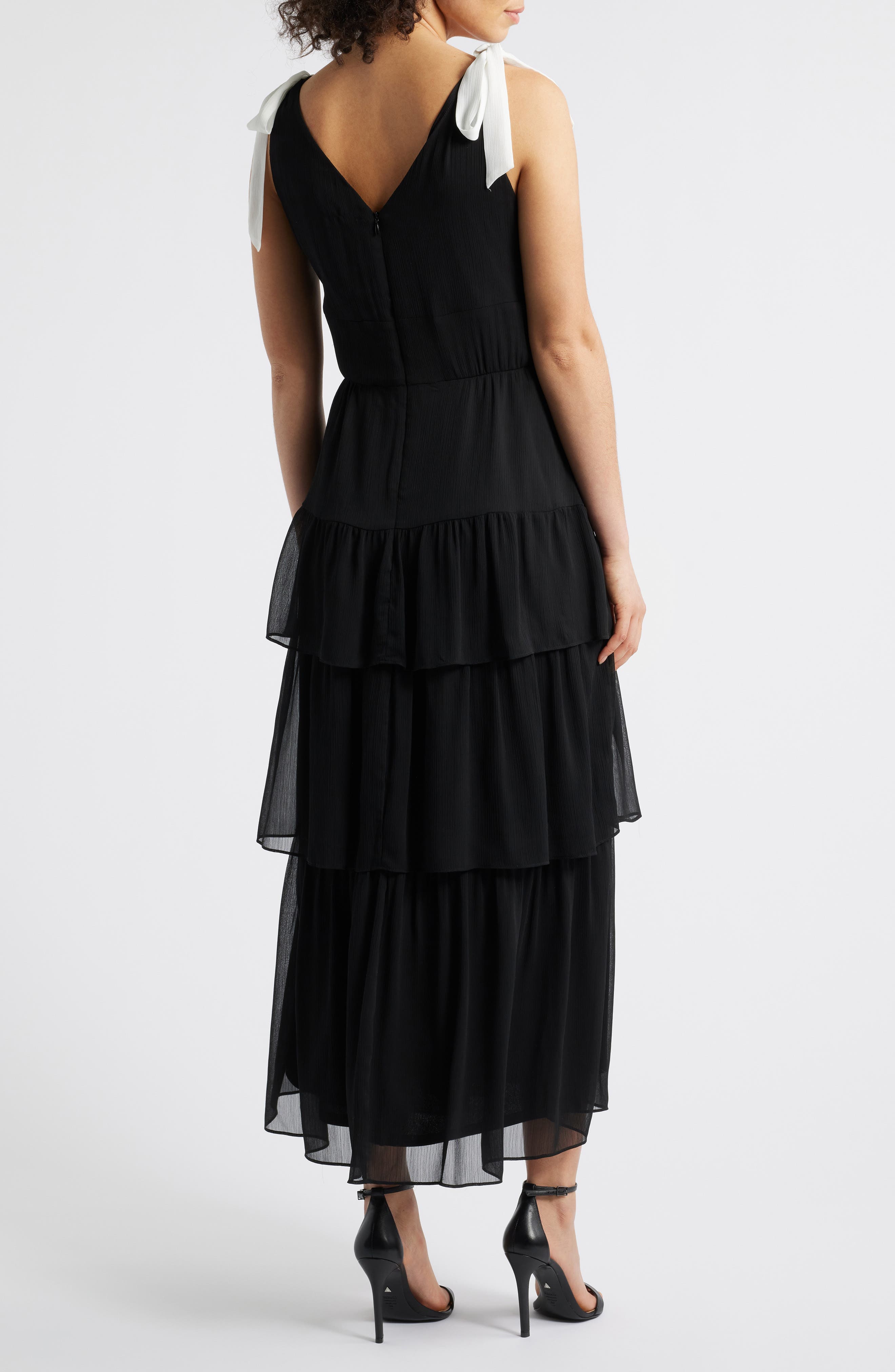 Contrast Bow Detail Tiered Dress - image 2
