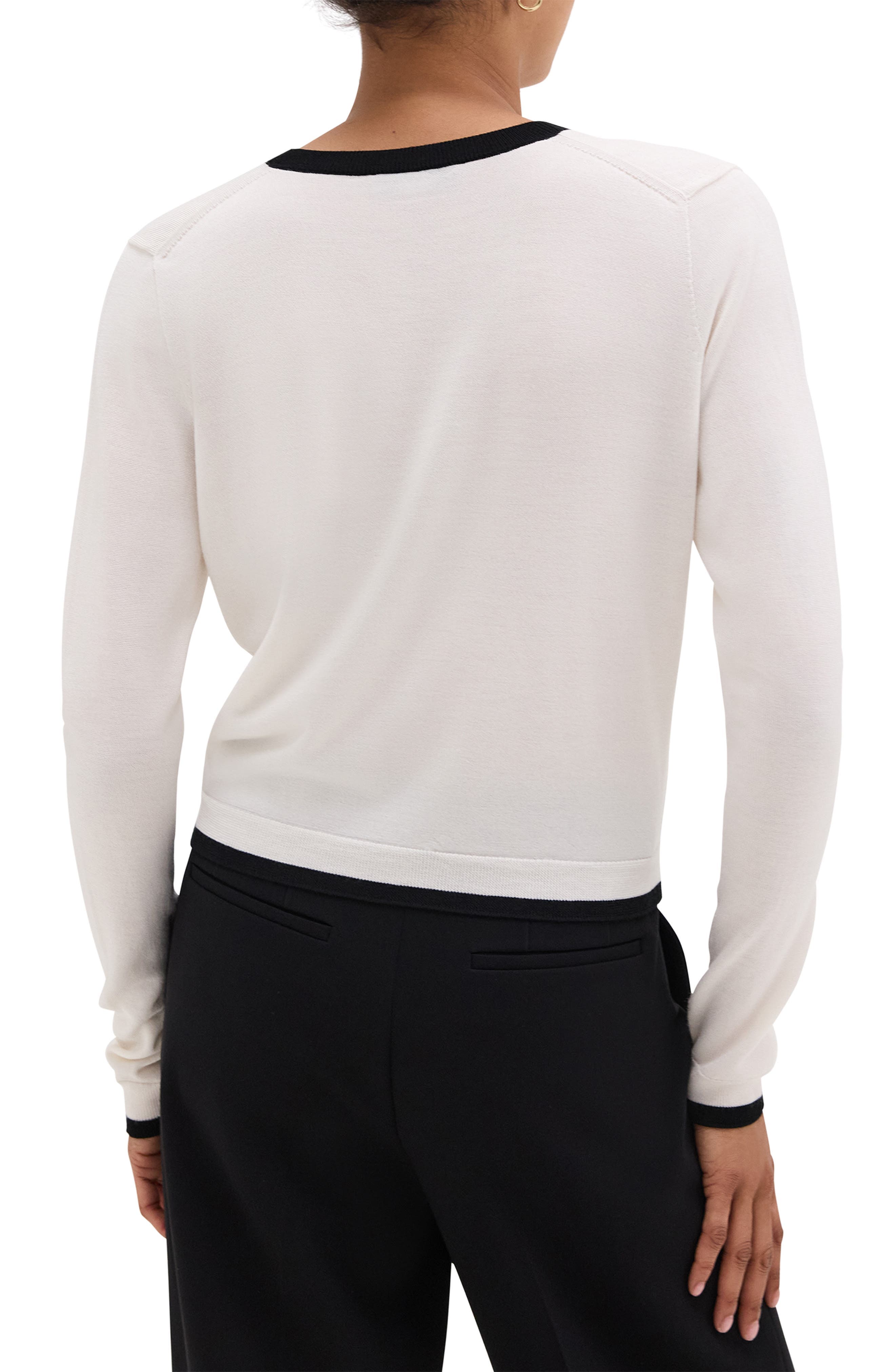 Contrast Trim Wool Blend Cardigan - image 2