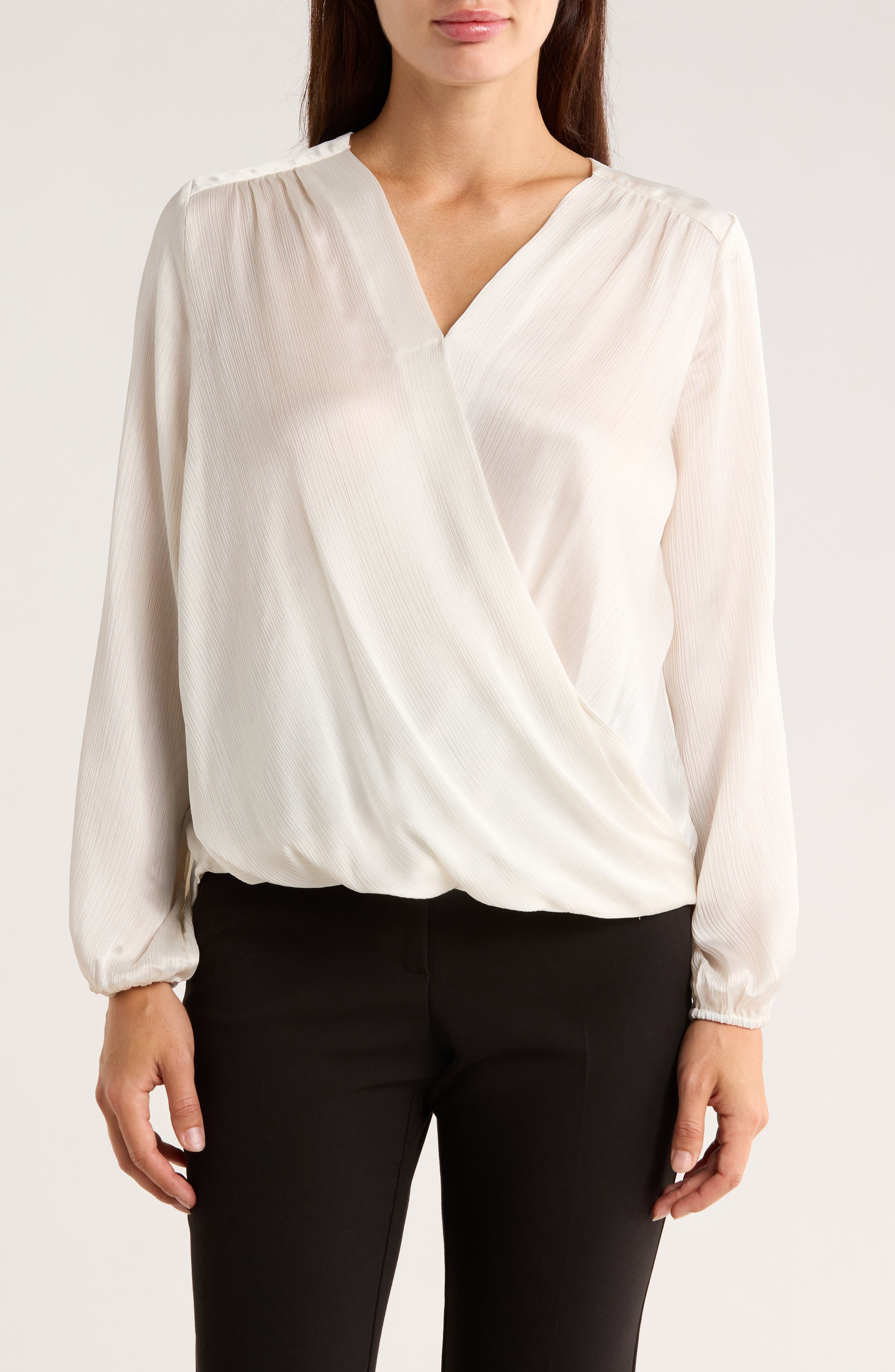 Long Sleeve Faux Wrap Blouse - image 5