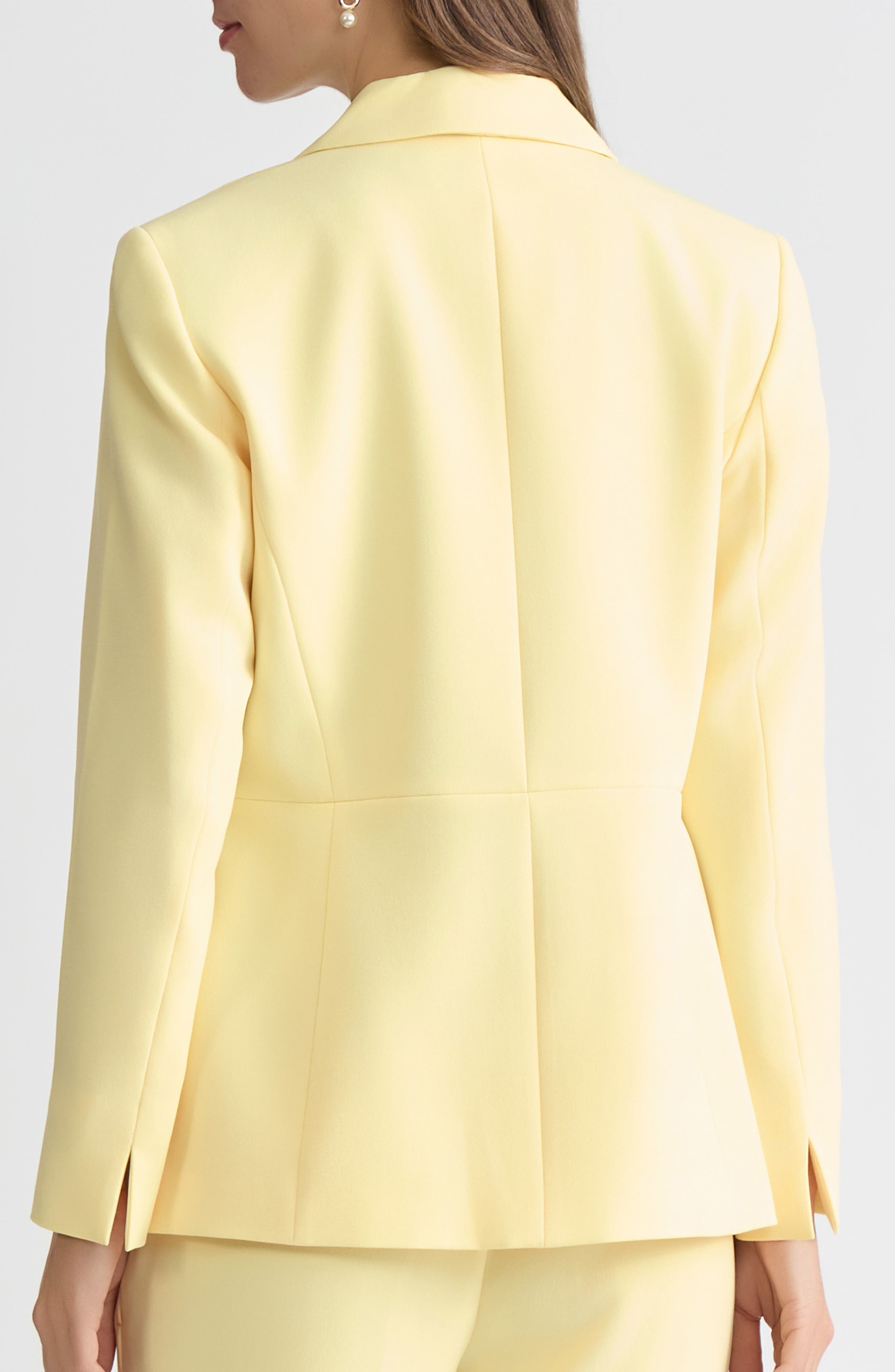 Peak Lapel Stretch Crepe Peplum Blazer - image 4