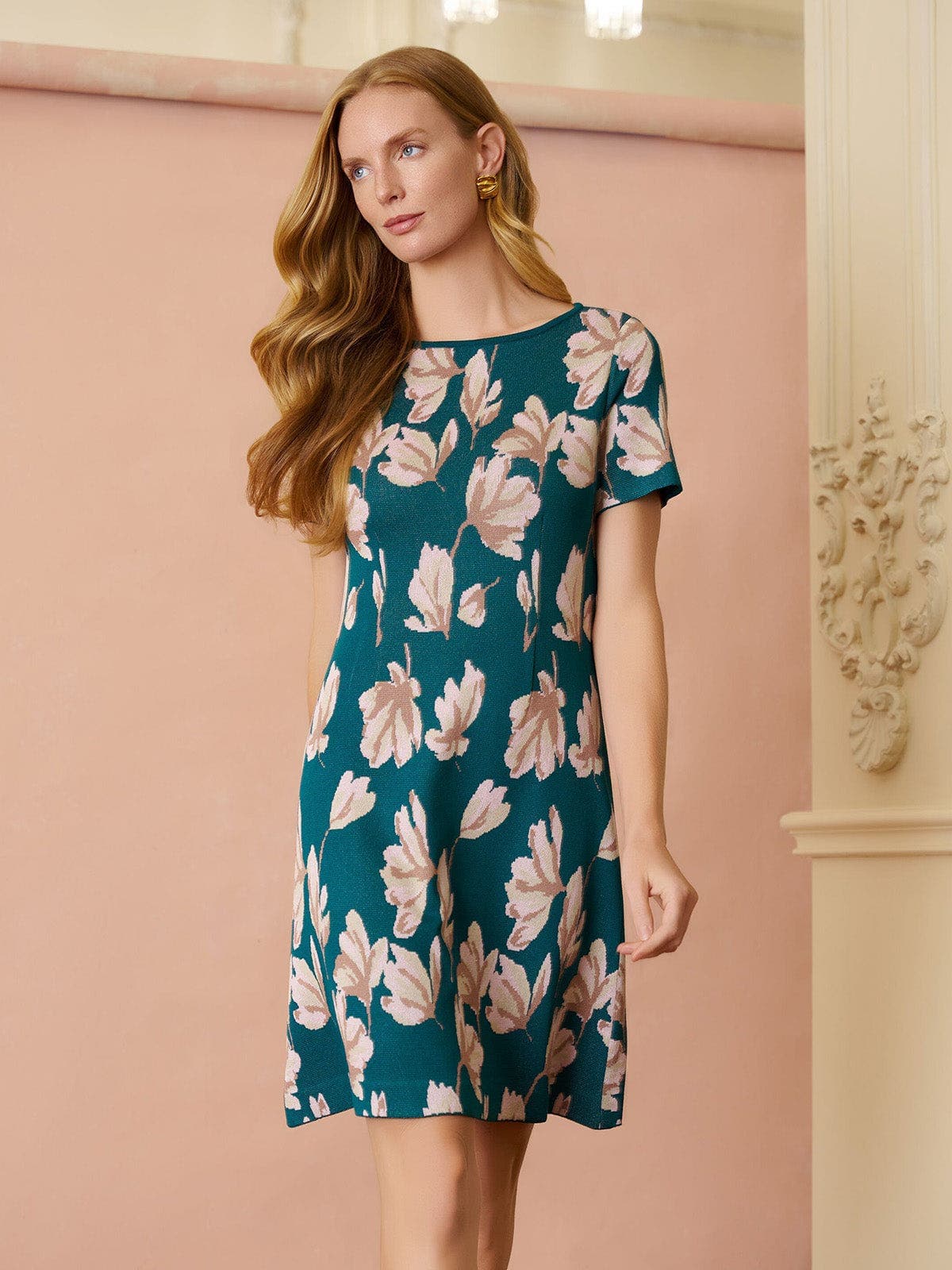 A-Line Floral Soft Knit Dress - image 2