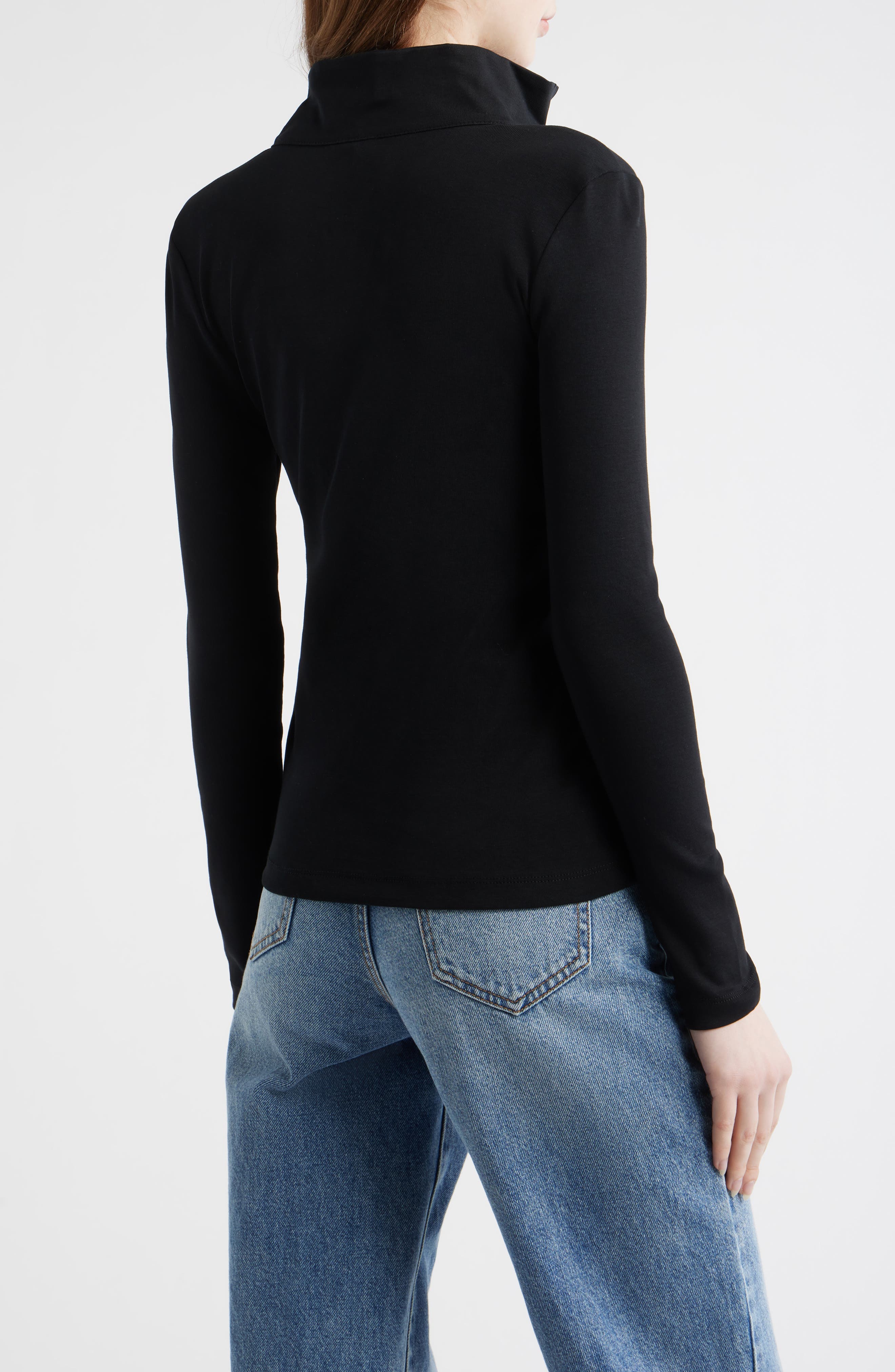 Half Button Turtleneck Cotton Top - image 2