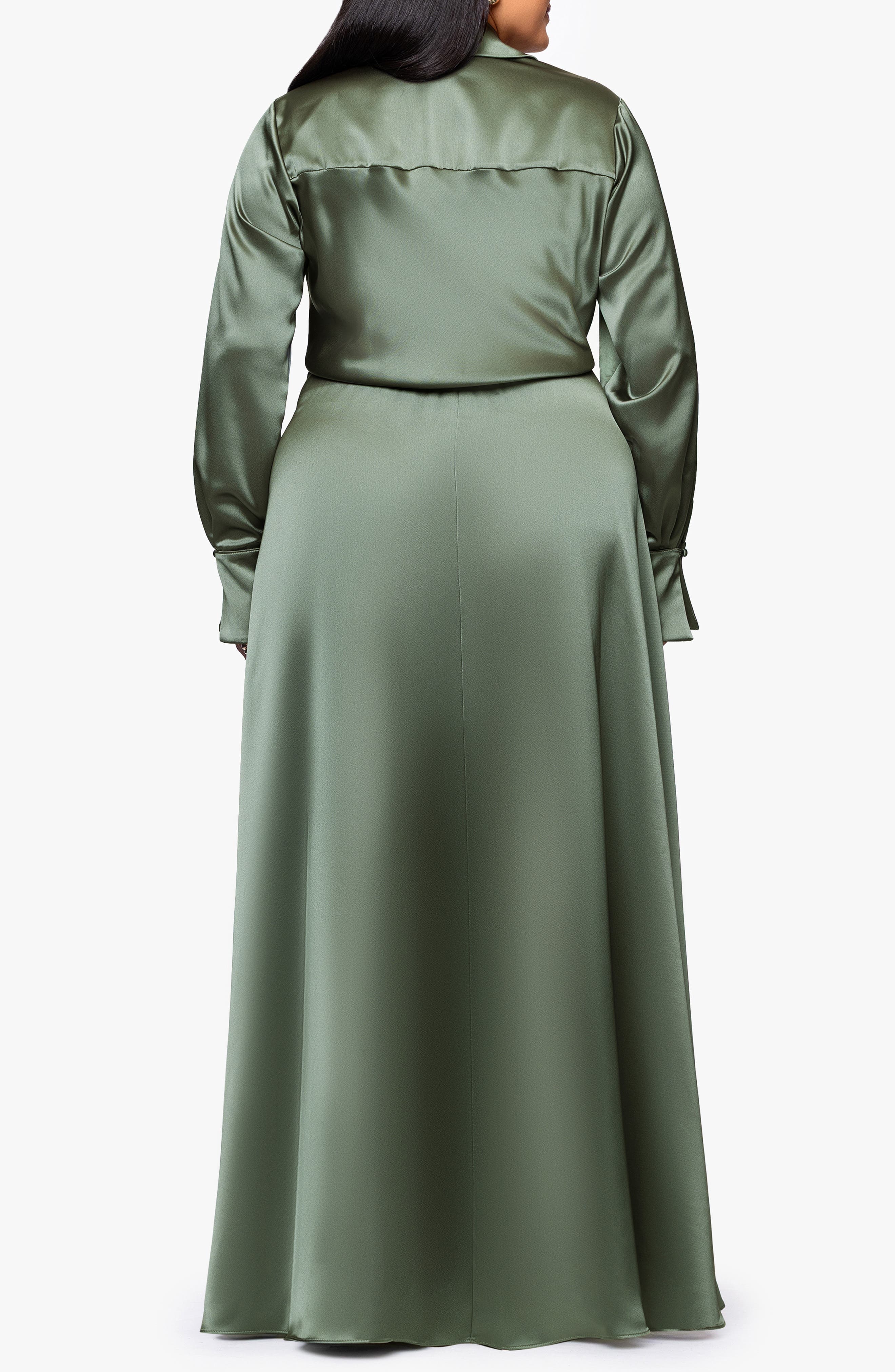 Long Sleeve Satin Gown - image 2