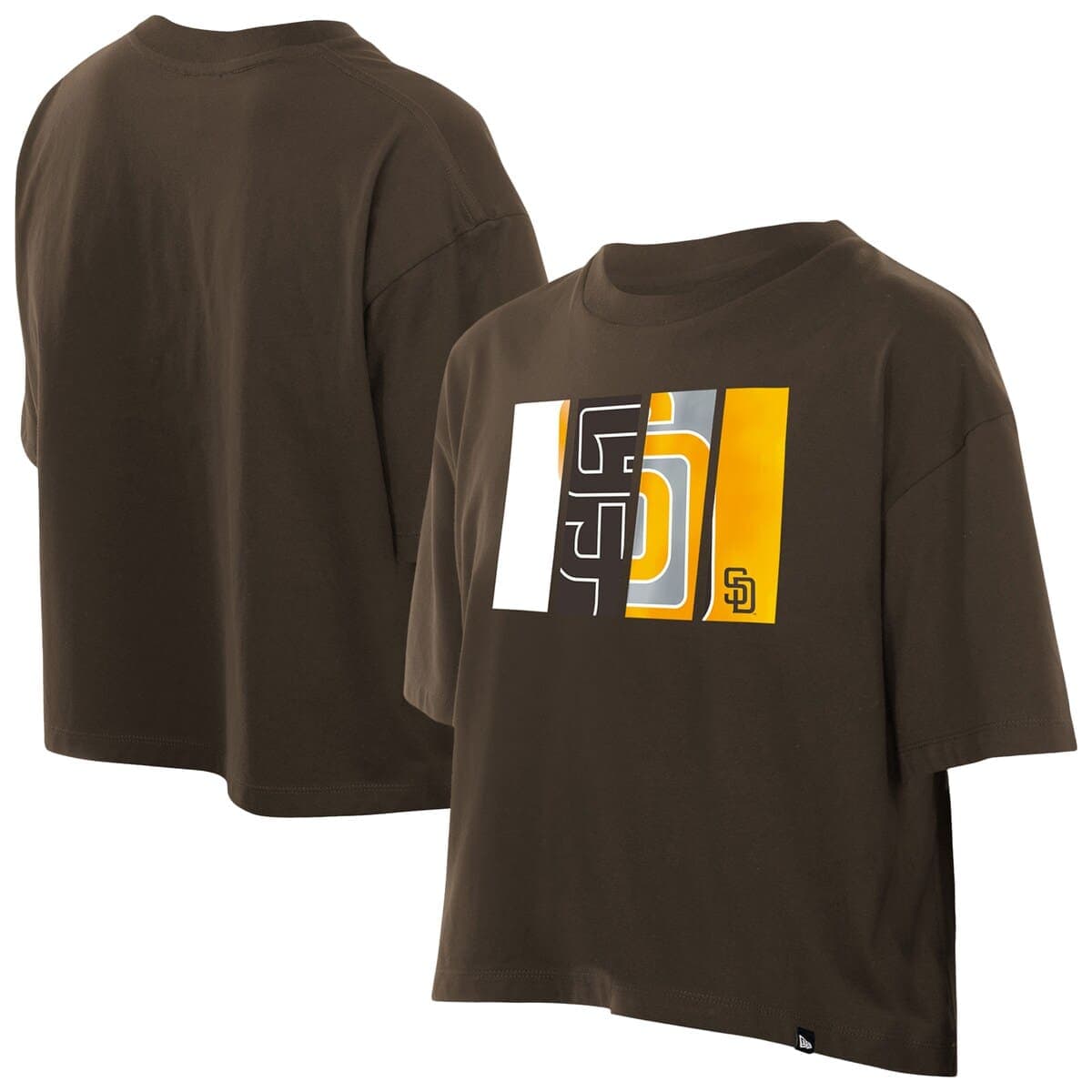 Women's New Era Brown San Diego Padres Boxy Foil Logo T-Shirt - image 1