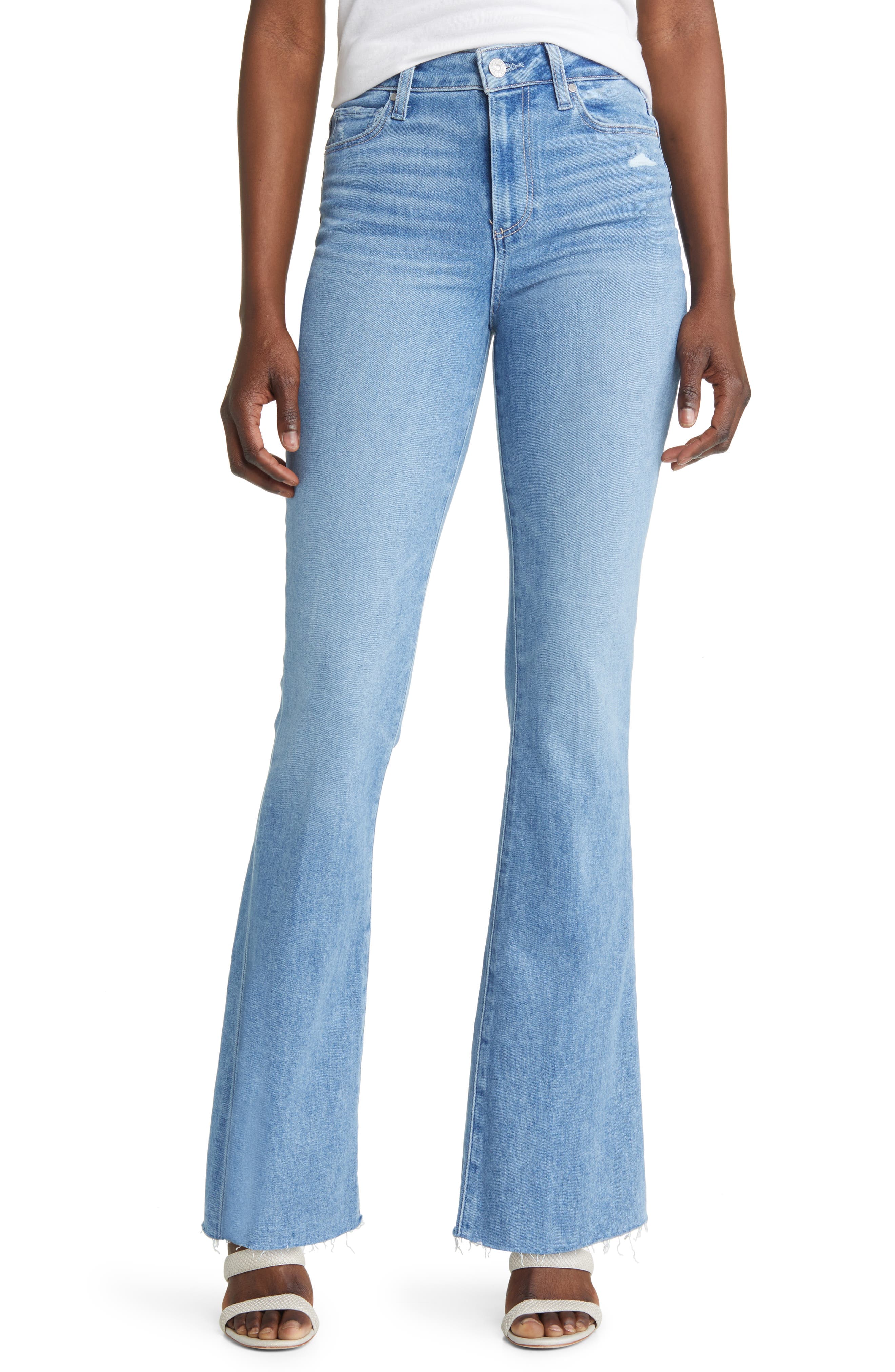 Laurel Canyon High Waist Raw Hem Flare Leg Jeans - image 1