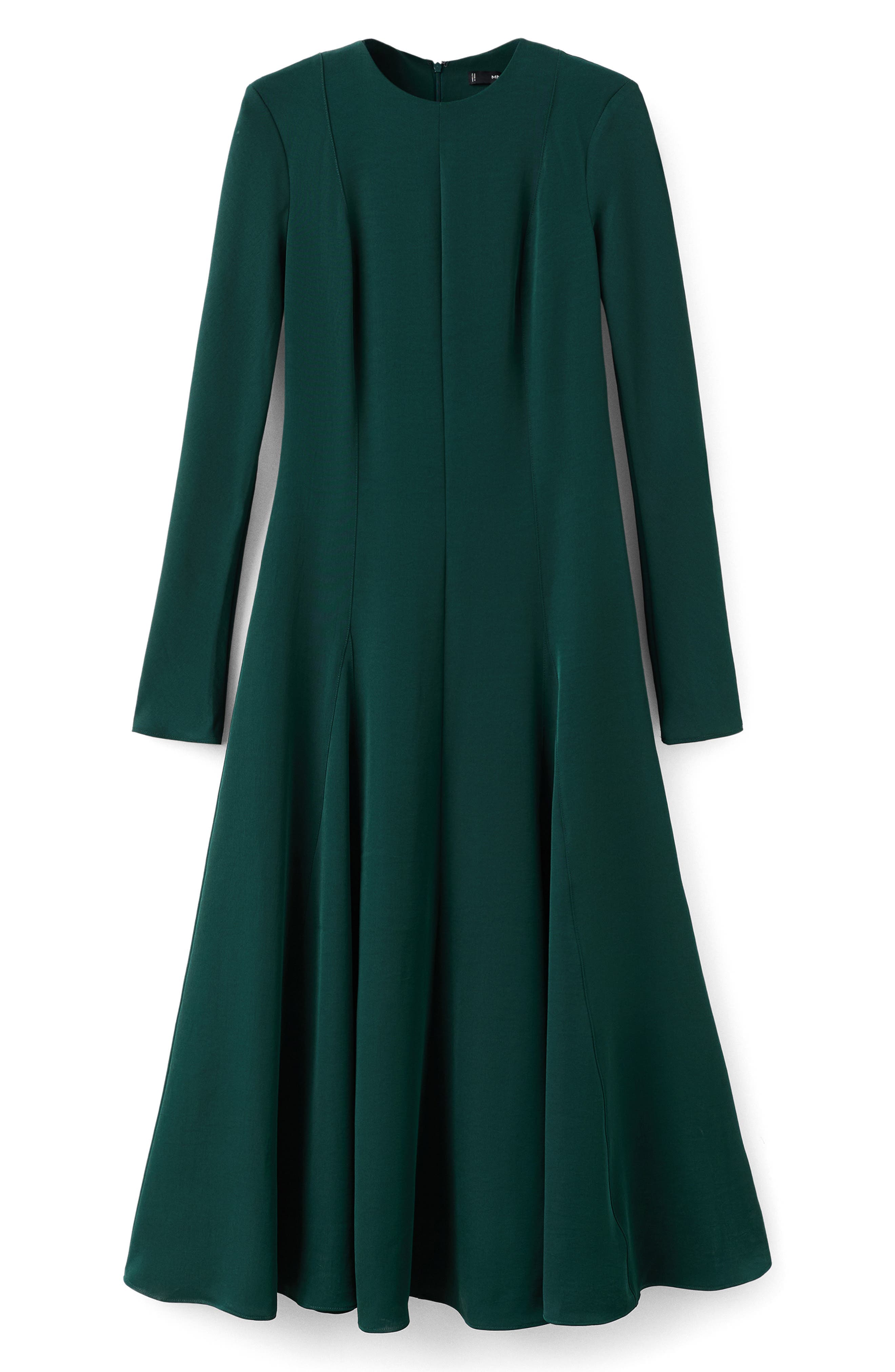 Seamed Long Sleeve Fit & Flare Dress - image 1