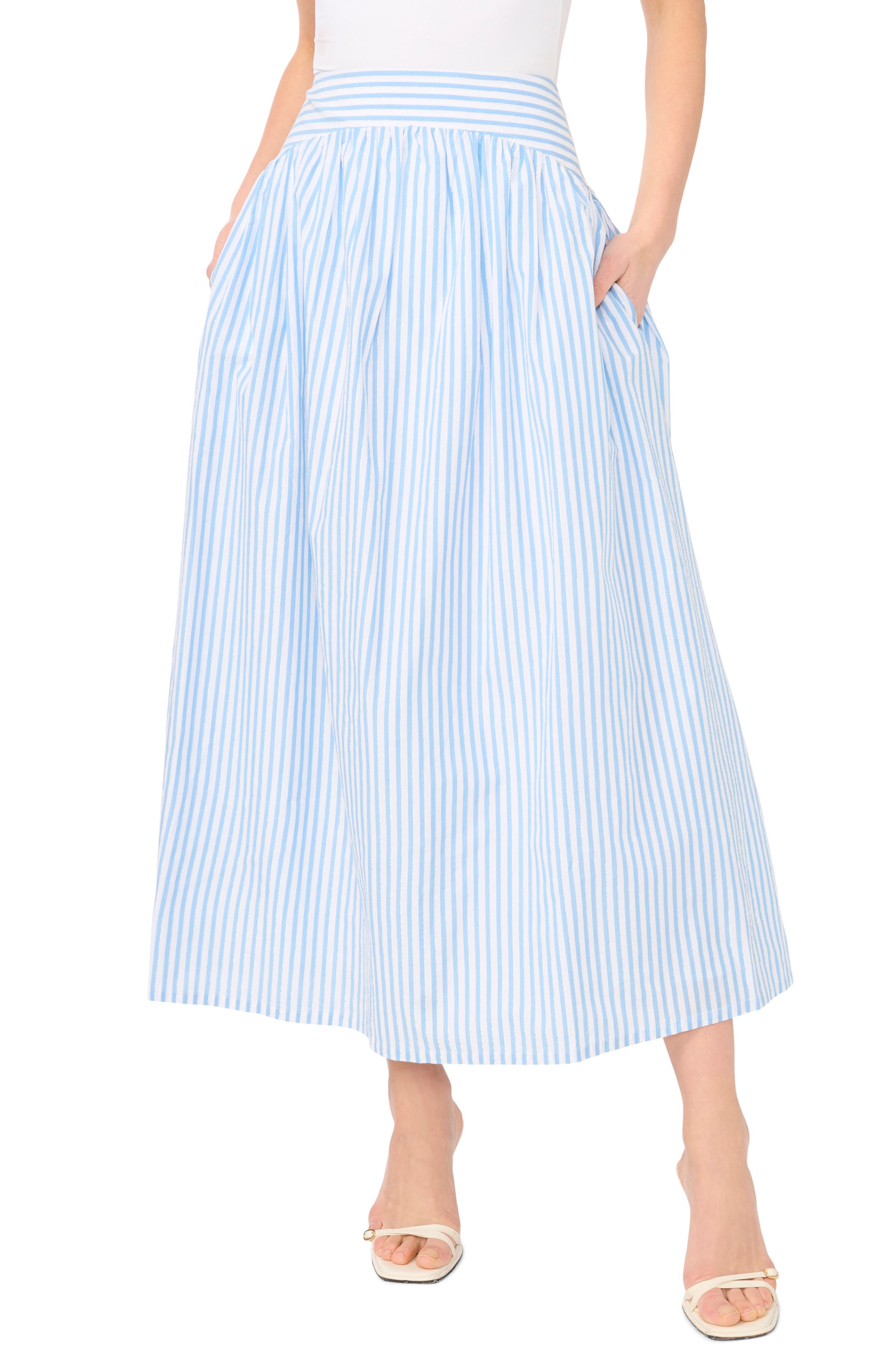 Stripe High Waist A-Line Skirt - image 1