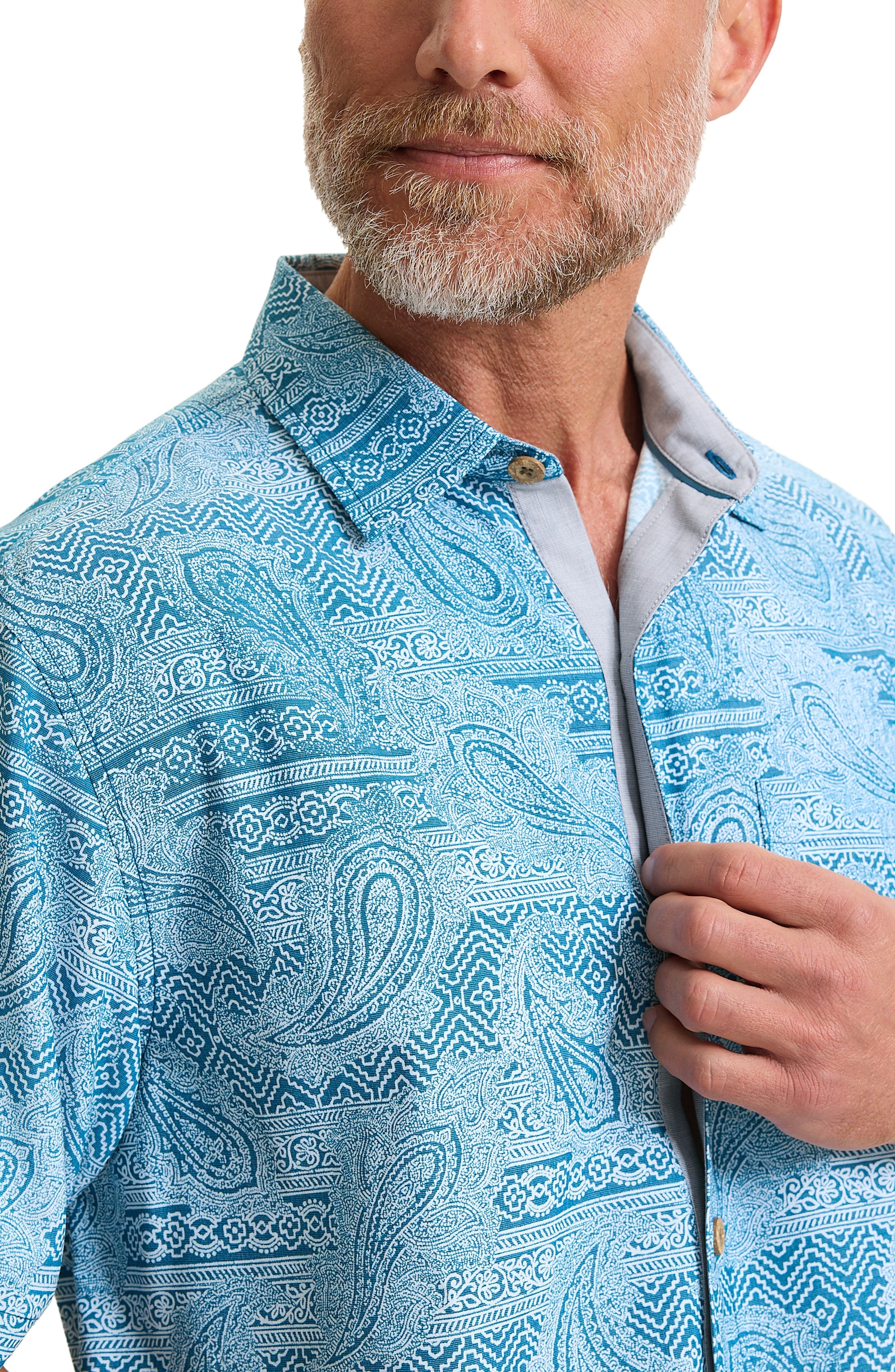 Coastal Ease Azul Falls Bandana Print IslandZone Short Sleeve Button-Up Shirt - image 2