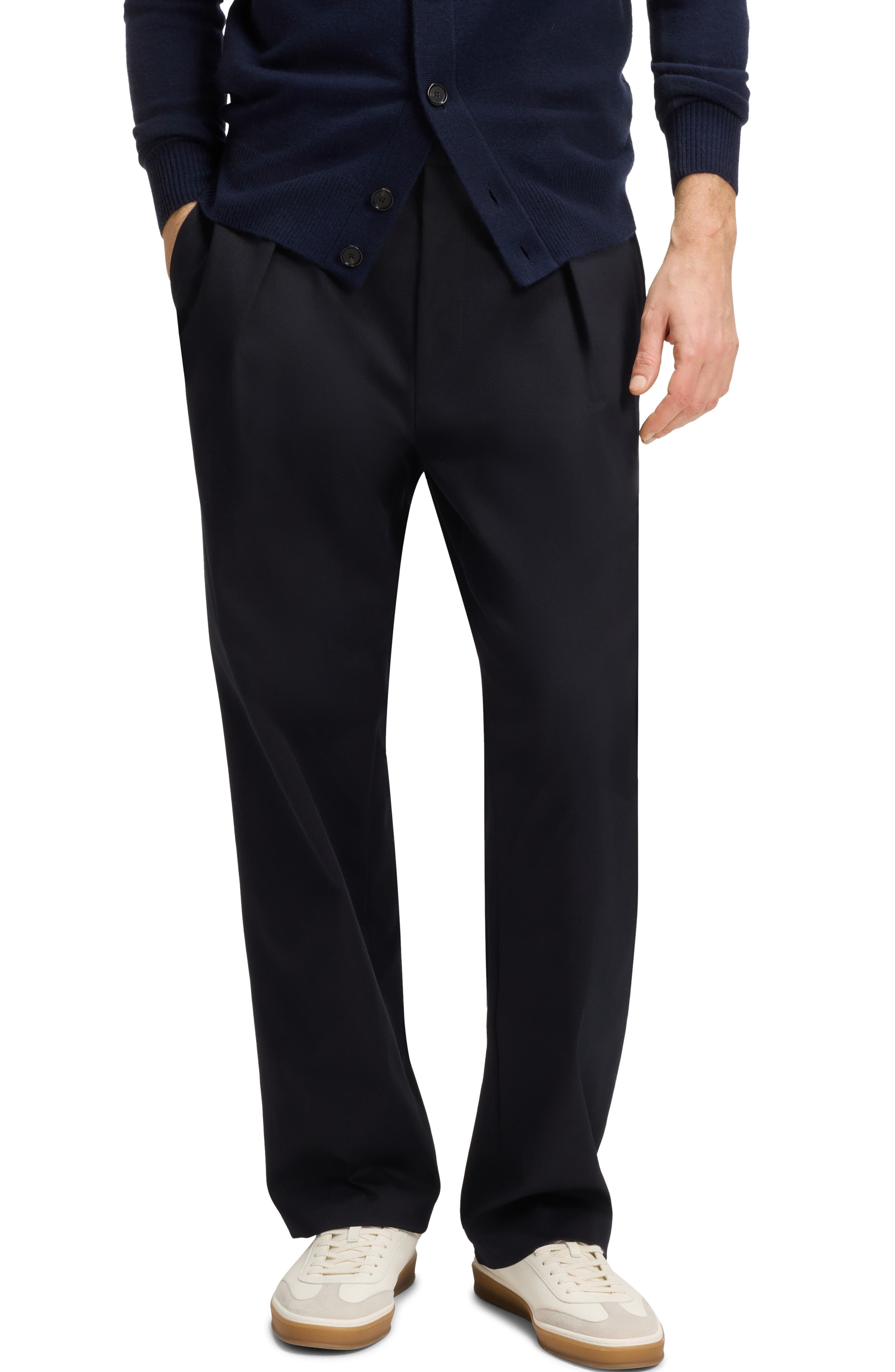 x Beckham Pleated Cotton Stretch Twill Dress Pants - image 1