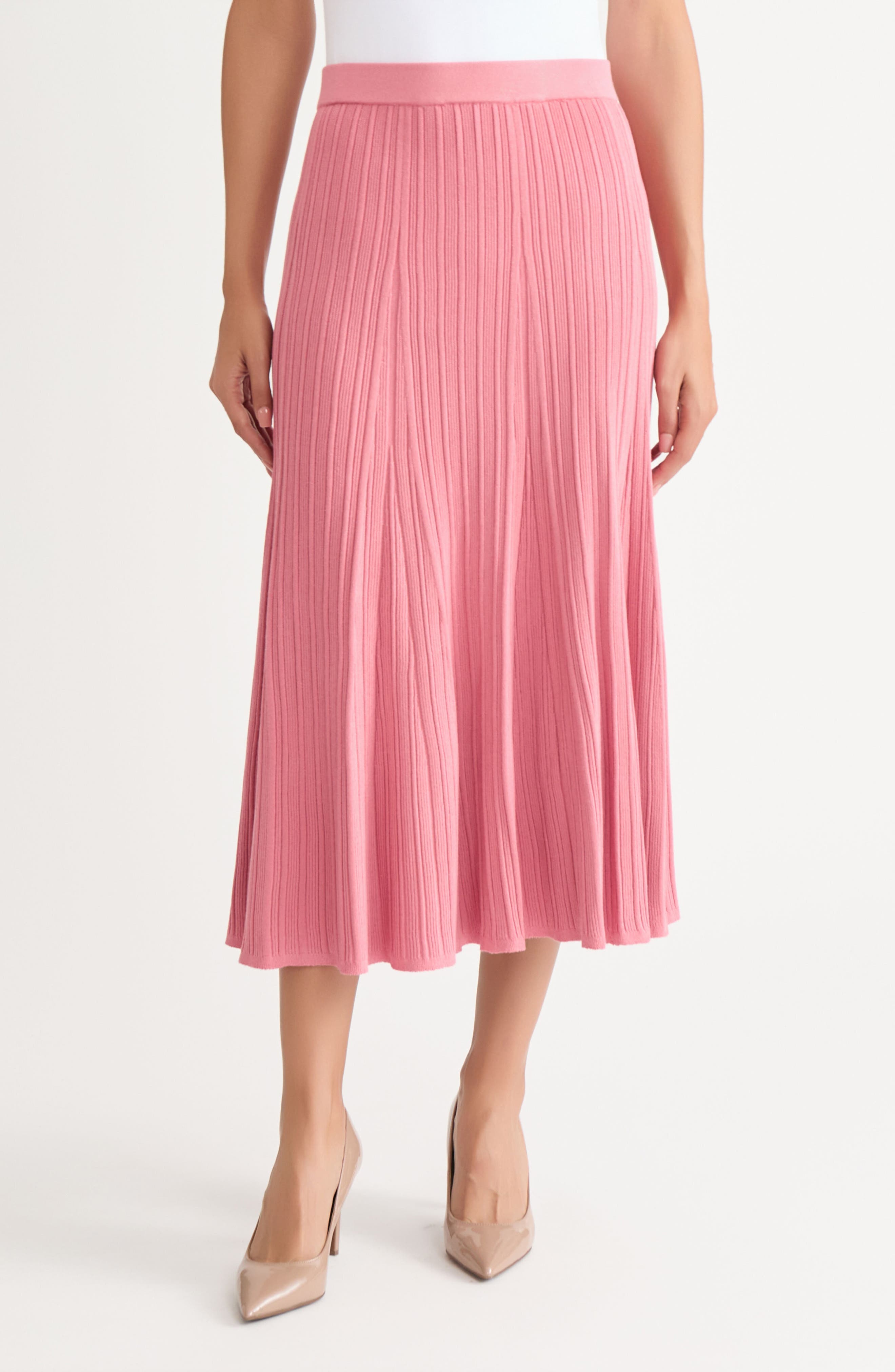 Rib Flare Midi Skirt - image 1