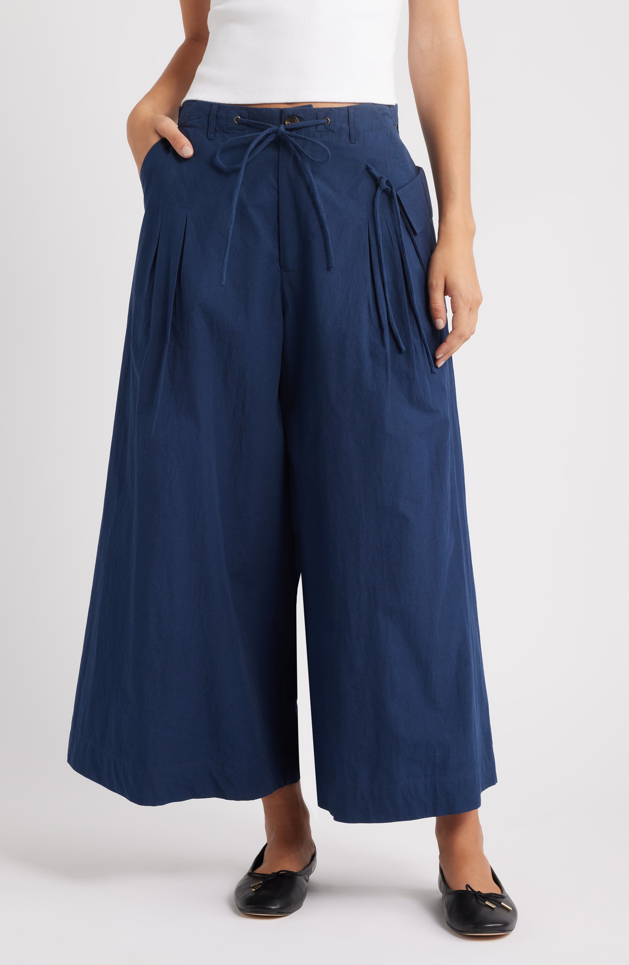 Tatianna Belted Organic Cotton Ankle Wide Leg Pants - image 1